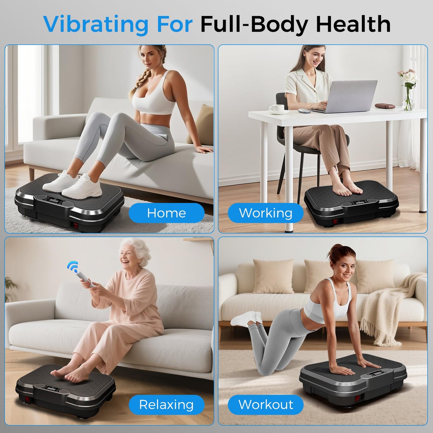 AoraPulse Vibration Plate Exercise Machine, Vibration Plate for Lymphatic Drainage Weight Loss, 400 Lbs Capacity Full Body Workout Vibrate Fitness Platform for Home Women Men