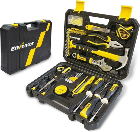 ENVENTOR Home Tool Kit, Basic Household Auto Repair Tool Set with Toolbox Storage Case, General Household Tool Kit for Men Women Home Maintenance, DIY Projects, 90 PCS General Hand Tools Kit