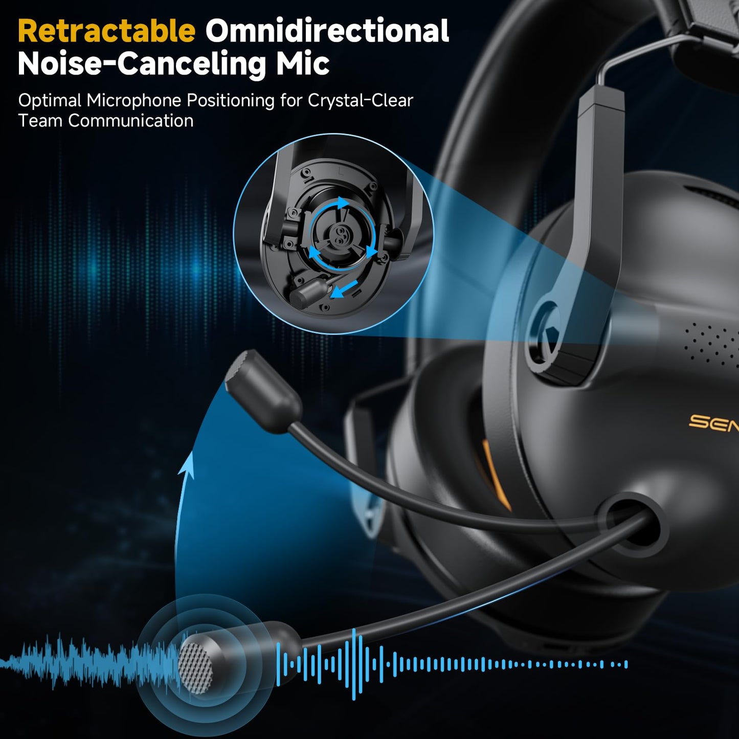 SG600 Wireless Gaming Headset for PC, PS5, PS4, Laptop, Mac, Nintendo Switch, 2.4GHz & Bluetooth 5.3 Gaming Headphones with Noise Canceling Mic, Stereo Sound, 70+Hr Battery, 15ms Latency