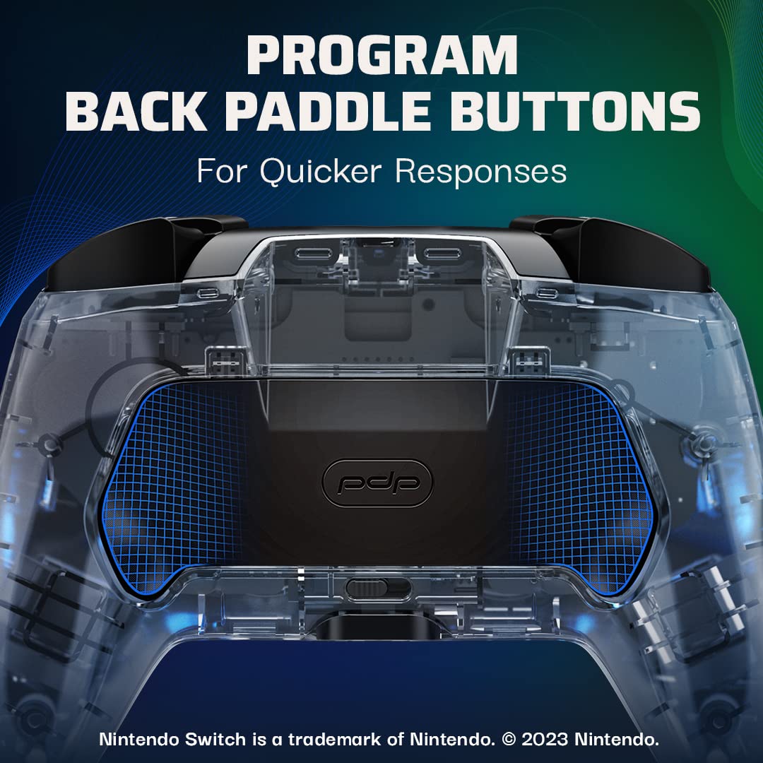 Afterglow Wireless RGB Controller - Nintendo Switch/Switch Lite/Switch - OLED Model, Nintendo Switch 2, Prismatic LED Lighting, Full Motion Control Gamepad, Customizable Paddle Buttons, Rechargeable Battery, Translucent