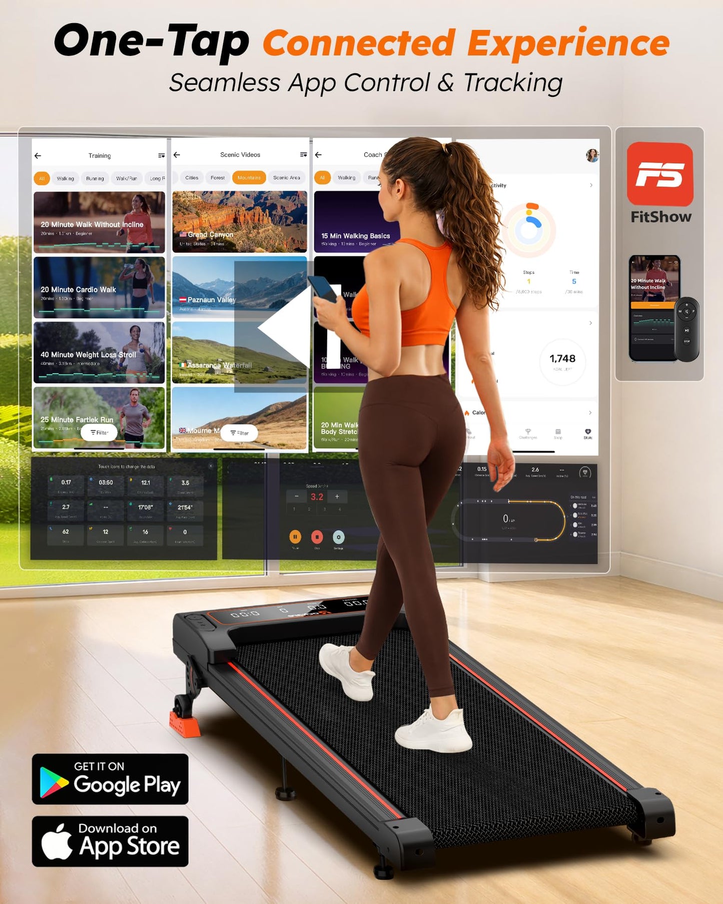 Walking Pad Treadmill with Incline 9% & Decline -4% Under Desk for Home and Office, Quiet BLDC EvoDrive, Full Metrics Large Display, NeoFloat Quad Cushioning, Portable Compact for Small Spaces Red