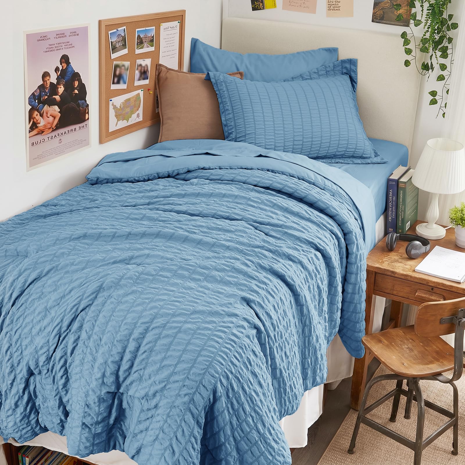 HYMOKEGE Black California King Comforter Set Seersucker 7 Pieces, All Season Luxury Bed in a Bag for Bedroom, Bedding Set with Comforters, Sheets, Pillowcases & Shams