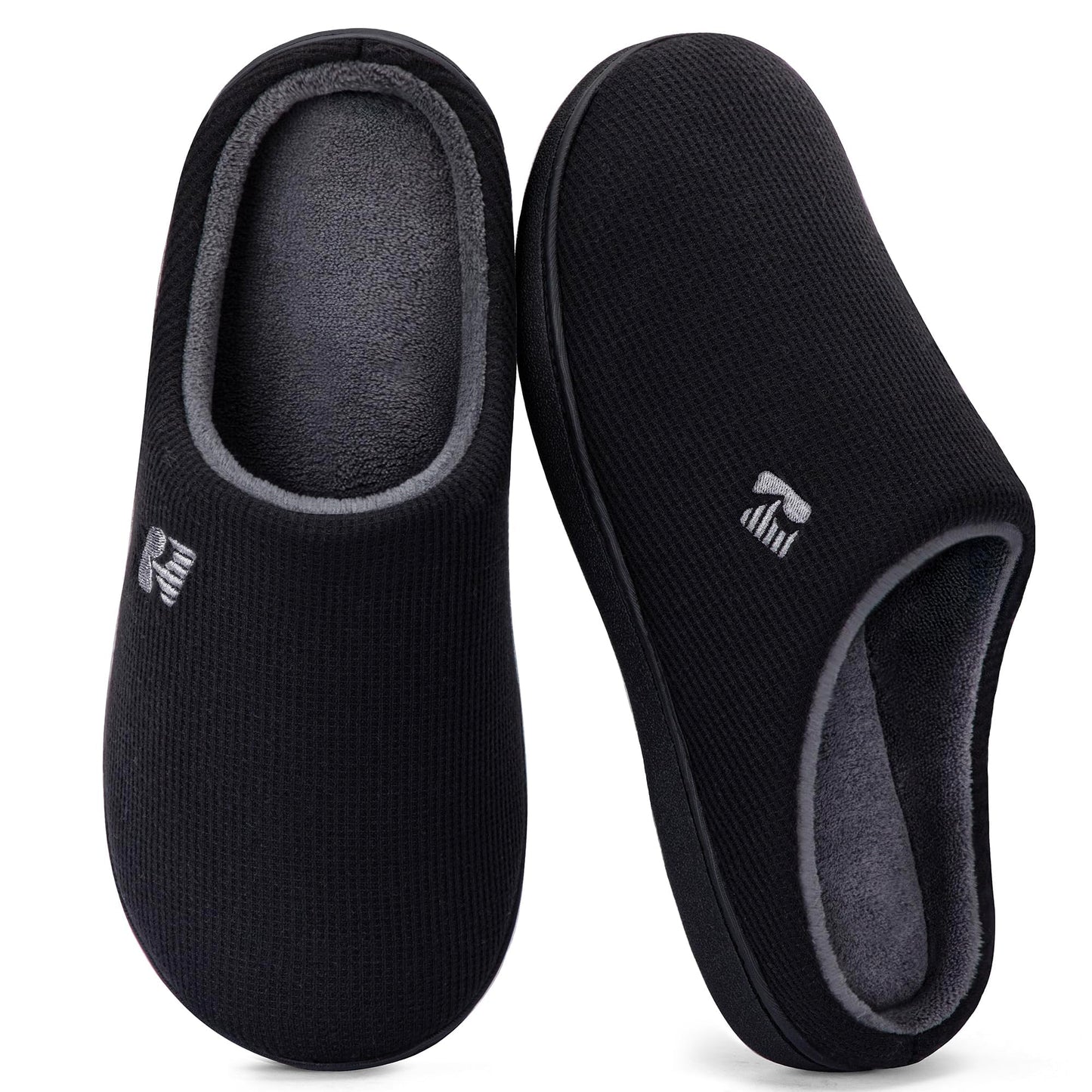 RockDove Men's Original Two-Tone Memory Foam Slipper, Size 10.5 US Men, Black/Grey