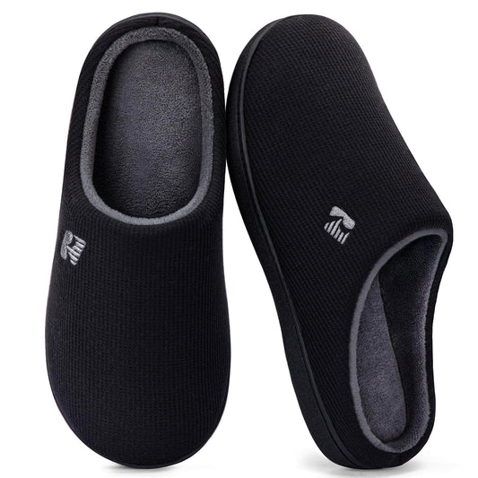 RockDove Men's Original Two-Tone Memory Foam Slipper, Size 10.5 US Men, Black/Grey