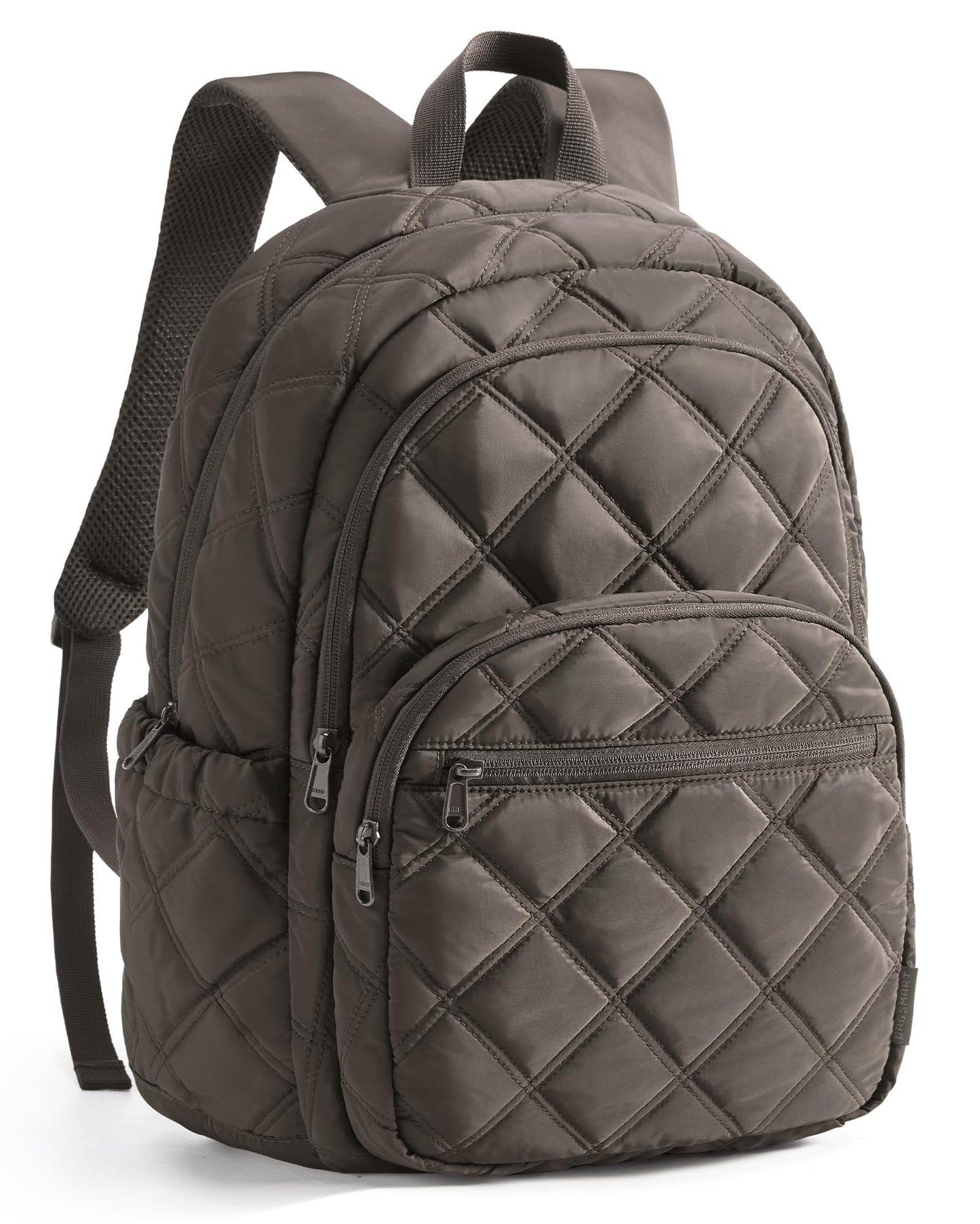 BAGSMART Travel Laptop Backpack, College Backpack for Women, Quilted Small Computer Bookbag, Water-Resistant 15.6 Inch Laptop Casual Bag, Dark Pink
