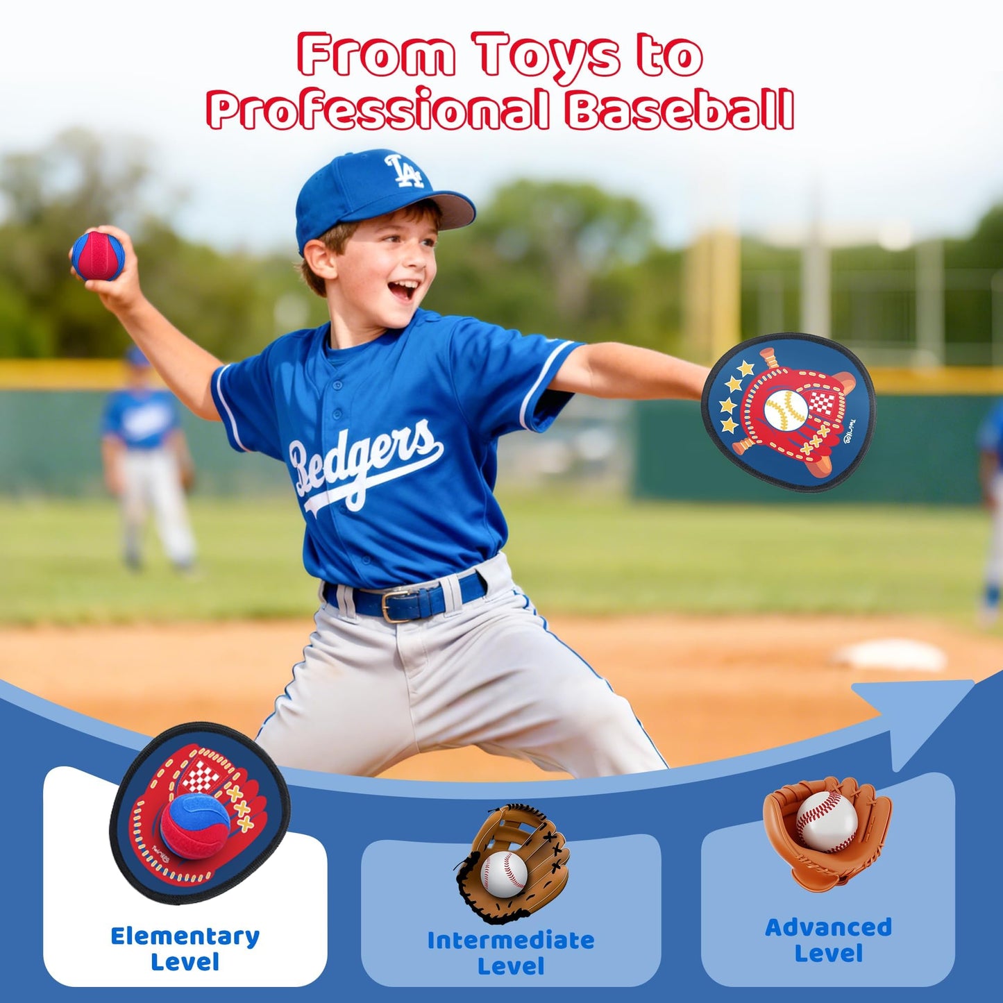 Twinkoo Toss and Catch Ball Game Set for Kids 3-5, Kids Toddler Baseball Glove & Catch Ball Toys,Kids Outdoor Games for Family, Toys for Beach Pool Yard Outside, Birthday Gift for Ages 3 4 5 6 7 8-12