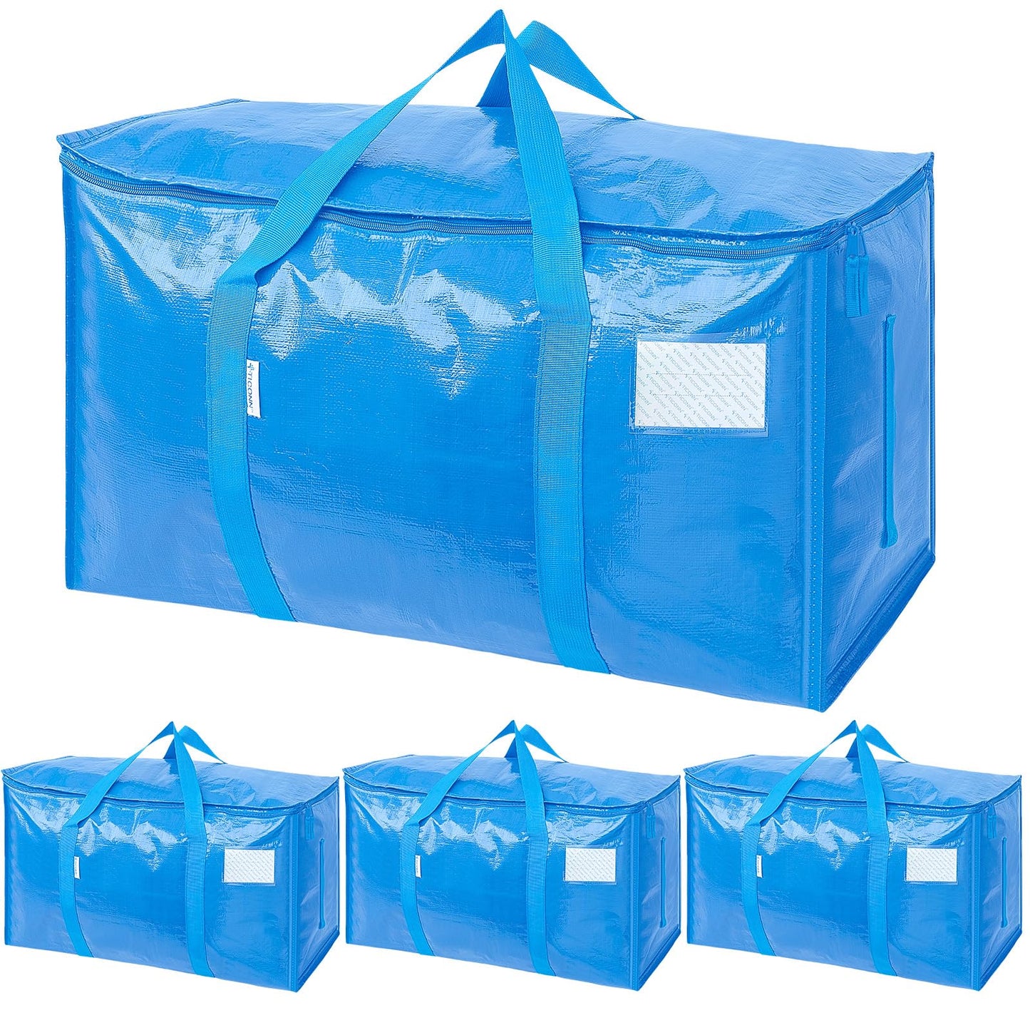 TICONN 12 Pack Extra Large Moving Bags Heavy Duty with Zippers & Carrying Handles, Durable Storage Bags Moving Boxes for Closet Organizers and Storage (12 Pack, Blue)