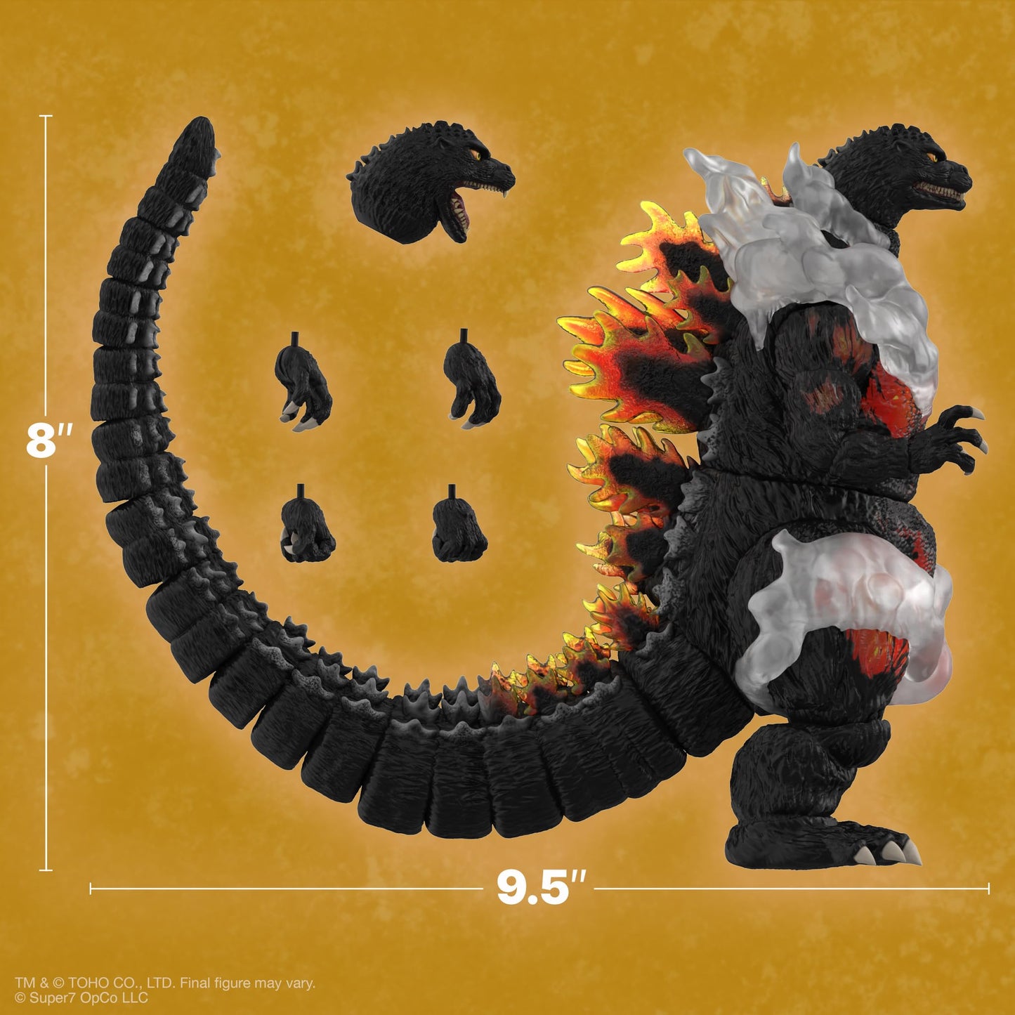Super7 ULTIMATES! Toho HeiSei Burning Godzilla - 8" Toho Godzilla Action Figure with Accessories - Classic Movie Collectibles and Retro Toys