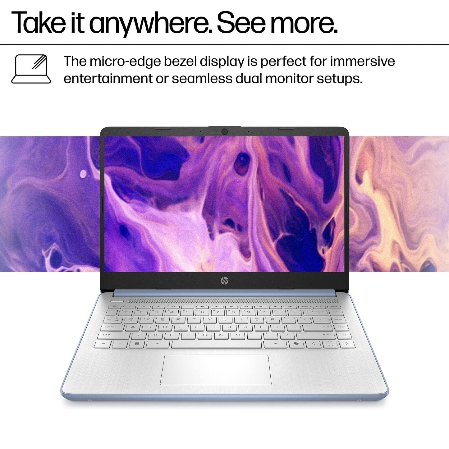 HP Essential Laptop Computer for Student Daily Study, Microsoft Office 365, Intel N150, 4GB RAM, 128GB Storage, Long Battery Life & Fast Charging, Windows 11 Home, Type-C Hub, Sky Blue