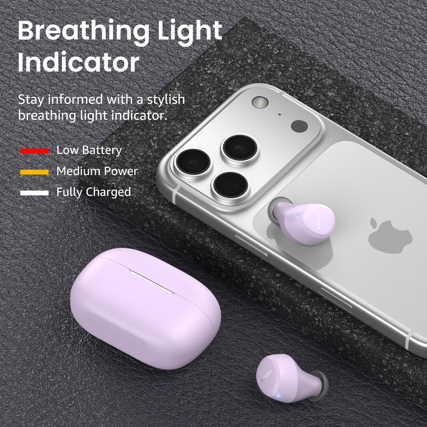 TOZO A1 Wireless Earbuds Bluetooth 5.3 Light Weight in Ear IPX5 Waterproof Headphones 2 Mic for AI Calls, Immersive Premium Sound Bass Headset with Charging Case, 32 Presets EQ Customization via App