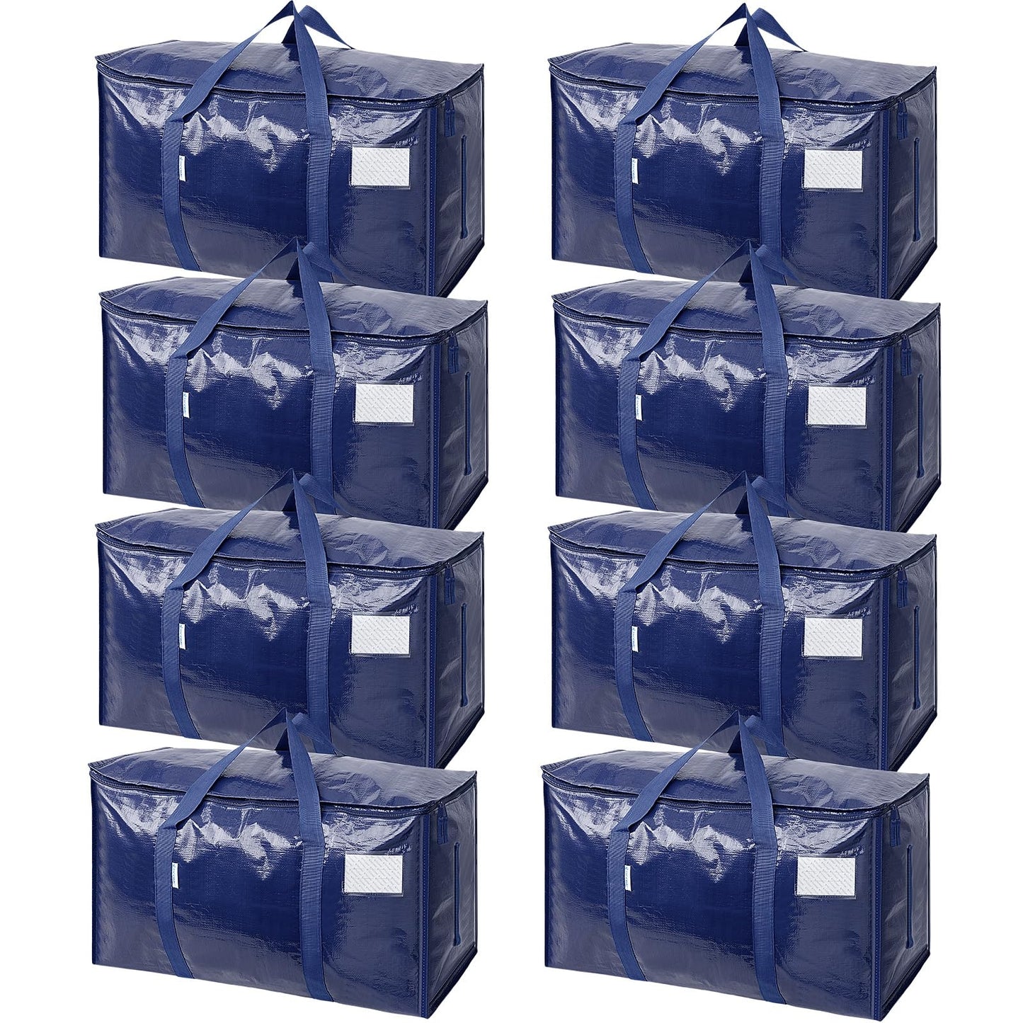 TICONN 12 Pack Extra Large Moving Bags Heavy Duty with Zippers & Carrying Handles, Durable Storage Bags Moving Boxes for Closet Organizers and Storage (12 Pack, Blue)