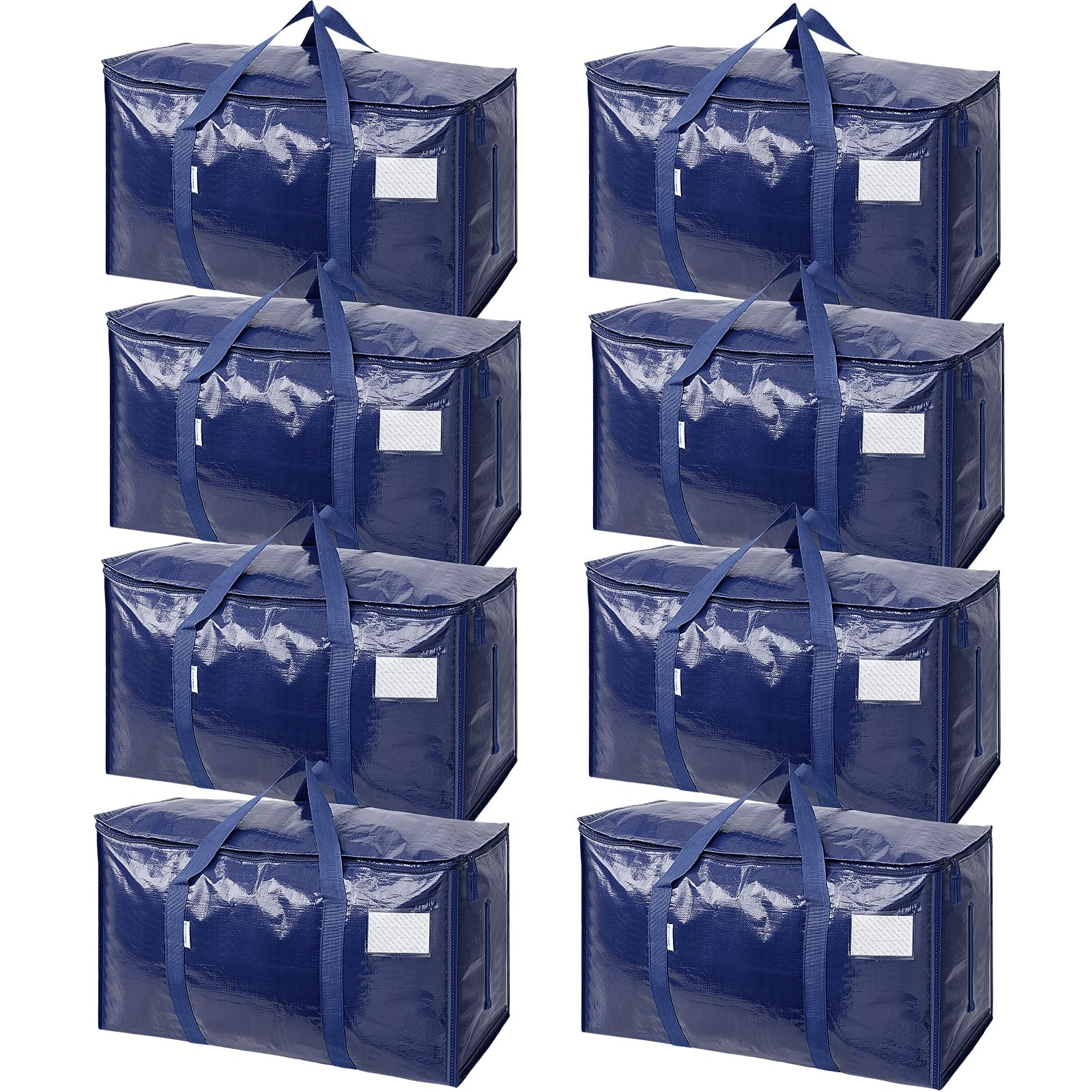 TICONN 12 Pack Extra Large Moving Bags Heavy Duty with Zippers & Carrying Handles, Durable Storage Bags Moving Boxes for Closet Organizers and Storage (12 Pack, Blue)