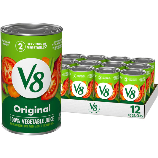 V8 Original 100% Vegetable Juice, 46 fl oz Can (12 Pack)