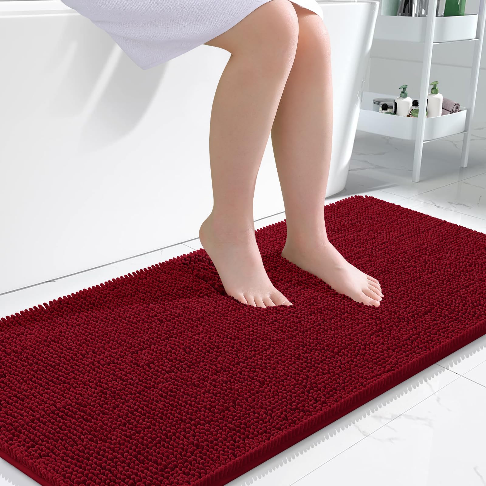 OLANLY Toilet Rugs U-Shaped 24x20, Extra Soft Absorbent Chenille Contour Bathroom Rugs for Toilet, Dry Quickly, Machine Washable, Non-Slip Bath Mat, Light Grey