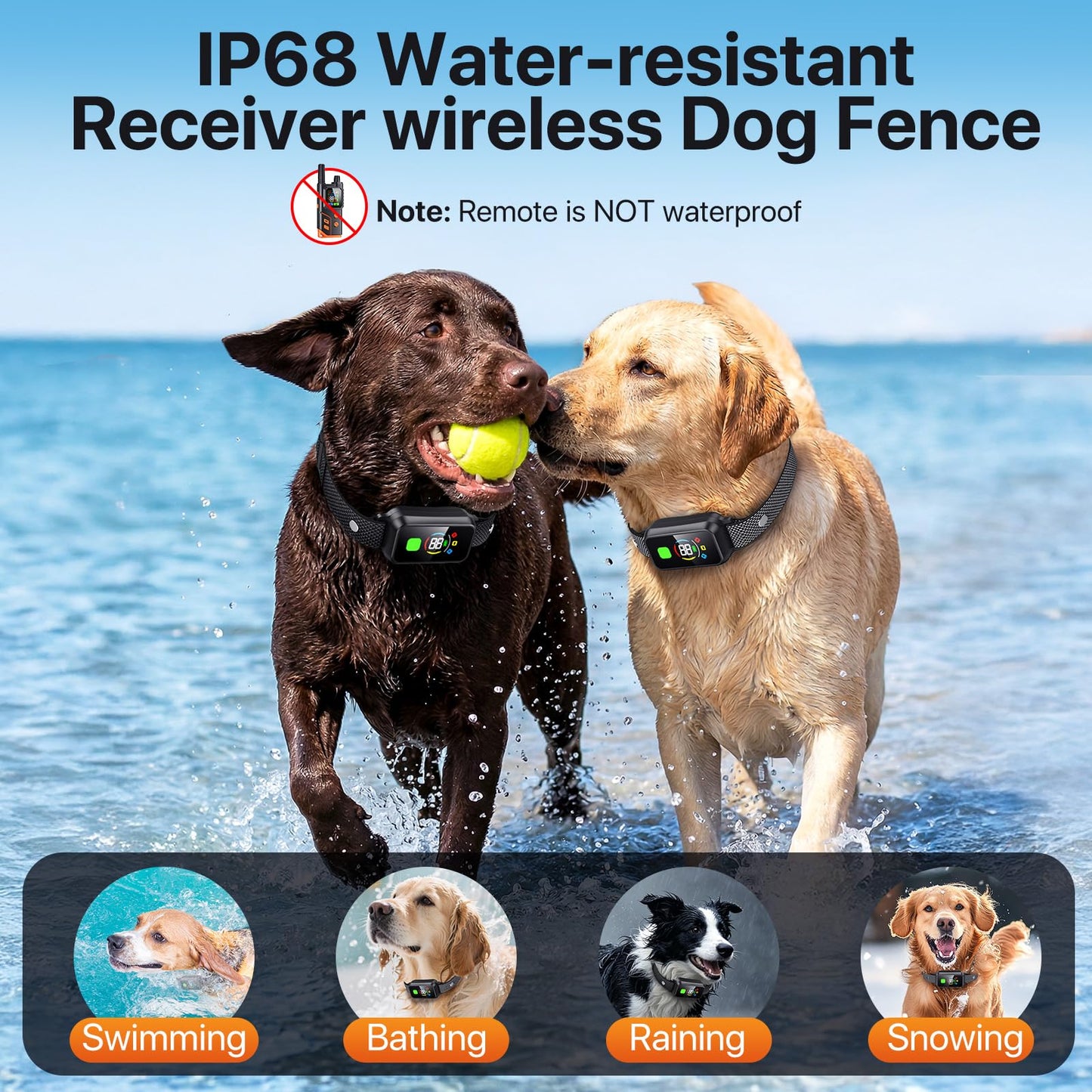 2In1 Wireless Dog Collar Fence System & Correction Collar, Invisible Electric Fence for Dogs Remote Range 25-3500ft, 4 Training Modes, Rechargeable Waterproof Pet Containment for Outdoor (Black Grey)