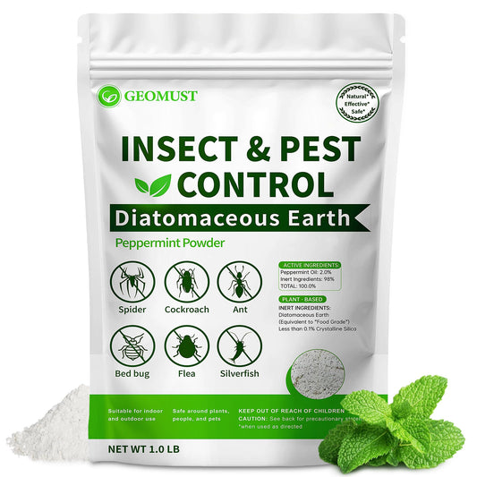 Diatomaceous Earth Food Grade and Peppermint Oil Insect Killer, Natural Crawling Pest Control for Home Garden, Kills Ants, Roaches, Fleas, Bed Bugs Silverfish, Indoor Outdoor Use, 1 lb
