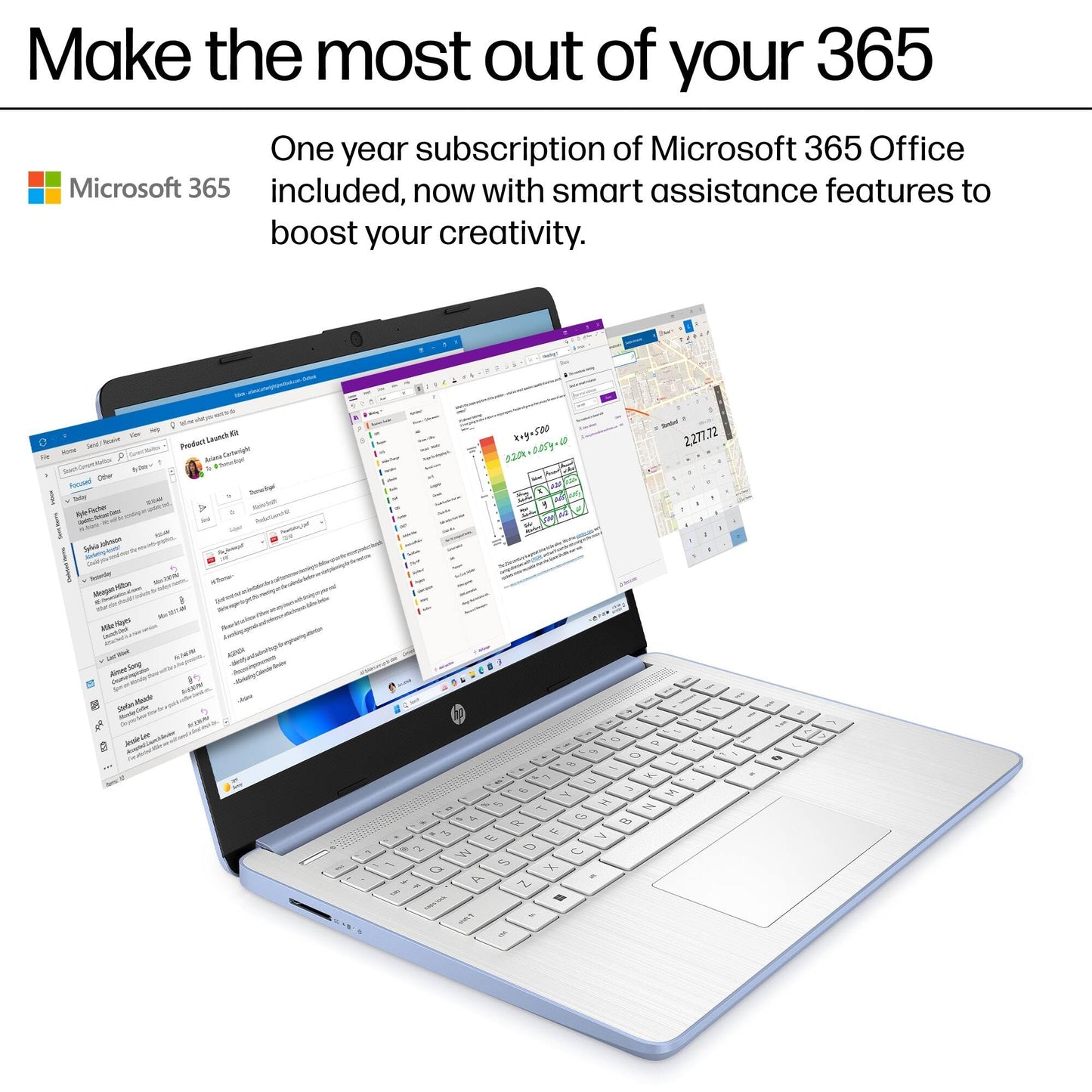 HP Essential Laptop Computer for Student Daily Study, Microsoft Office 365, Intel N150, 4GB RAM, 128GB Storage, Long Battery Life & Fast Charging, Windows 11 Home, Type-C Hub, Sky Blue