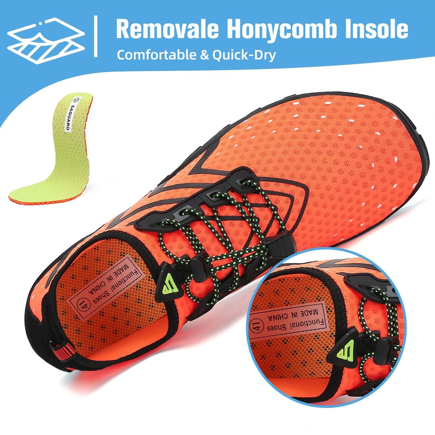 Mishansha Water Shoes for Women Men, Quick-Dry Barefoot Swim Shoes with Drainage Holes, Lightweight Aqua Shoe for Beach Pool River Boating Yoga Walking 12.5 Women/11 Men Carrot Orange
