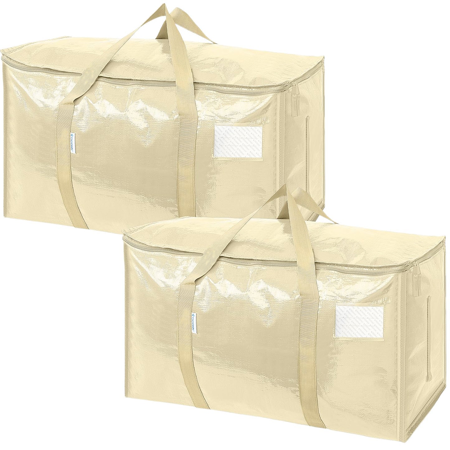 TICONN 12 Pack Extra Large Moving Bags Heavy Duty with Zippers & Carrying Handles, Durable Storage Bags Moving Boxes for Closet Organizers and Storage (12 Pack, Blue)