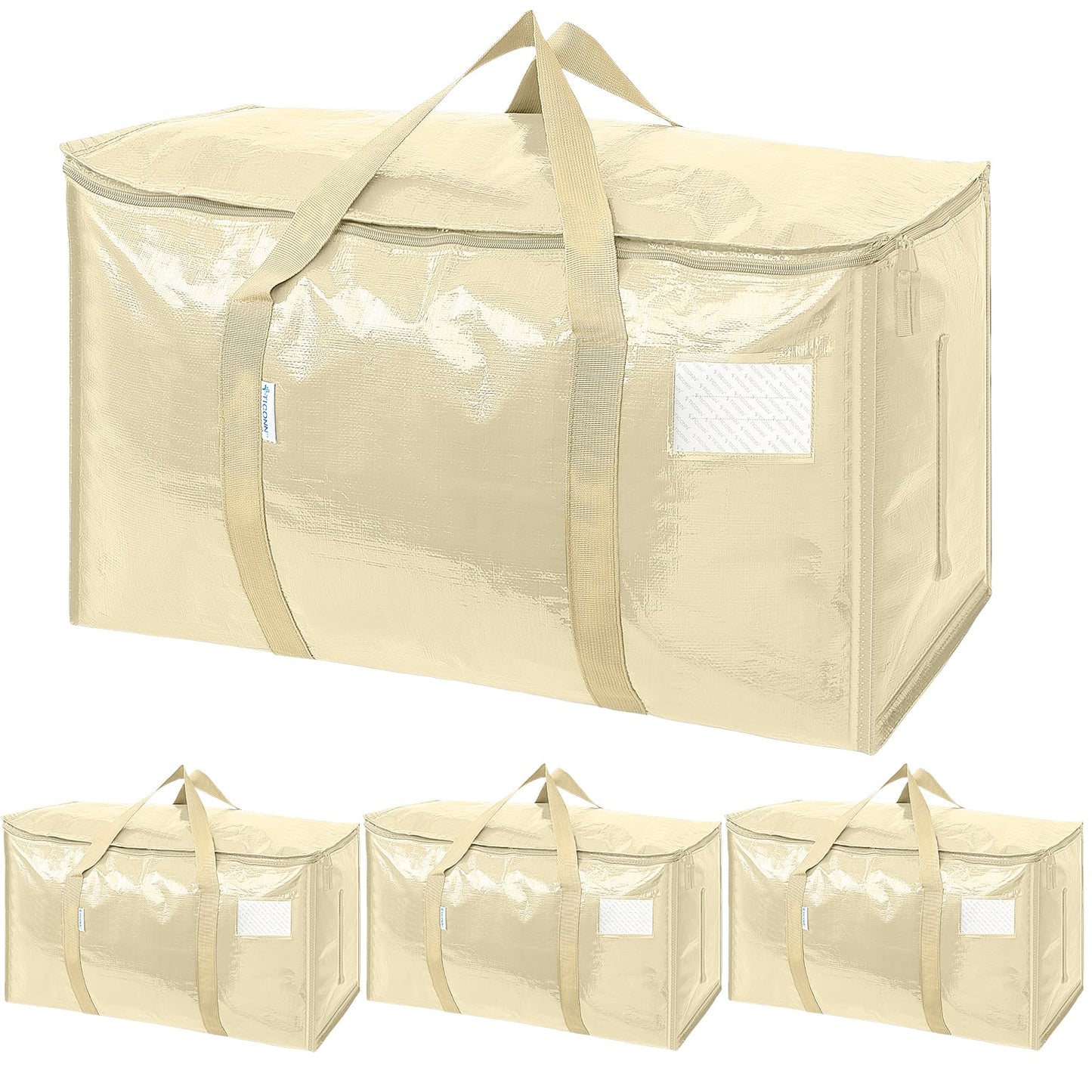 TICONN 12 Pack Extra Large Moving Bags Heavy Duty with Zippers & Carrying Handles, Durable Storage Bags Moving Boxes for Closet Organizers and Storage (12 Pack, Blue)