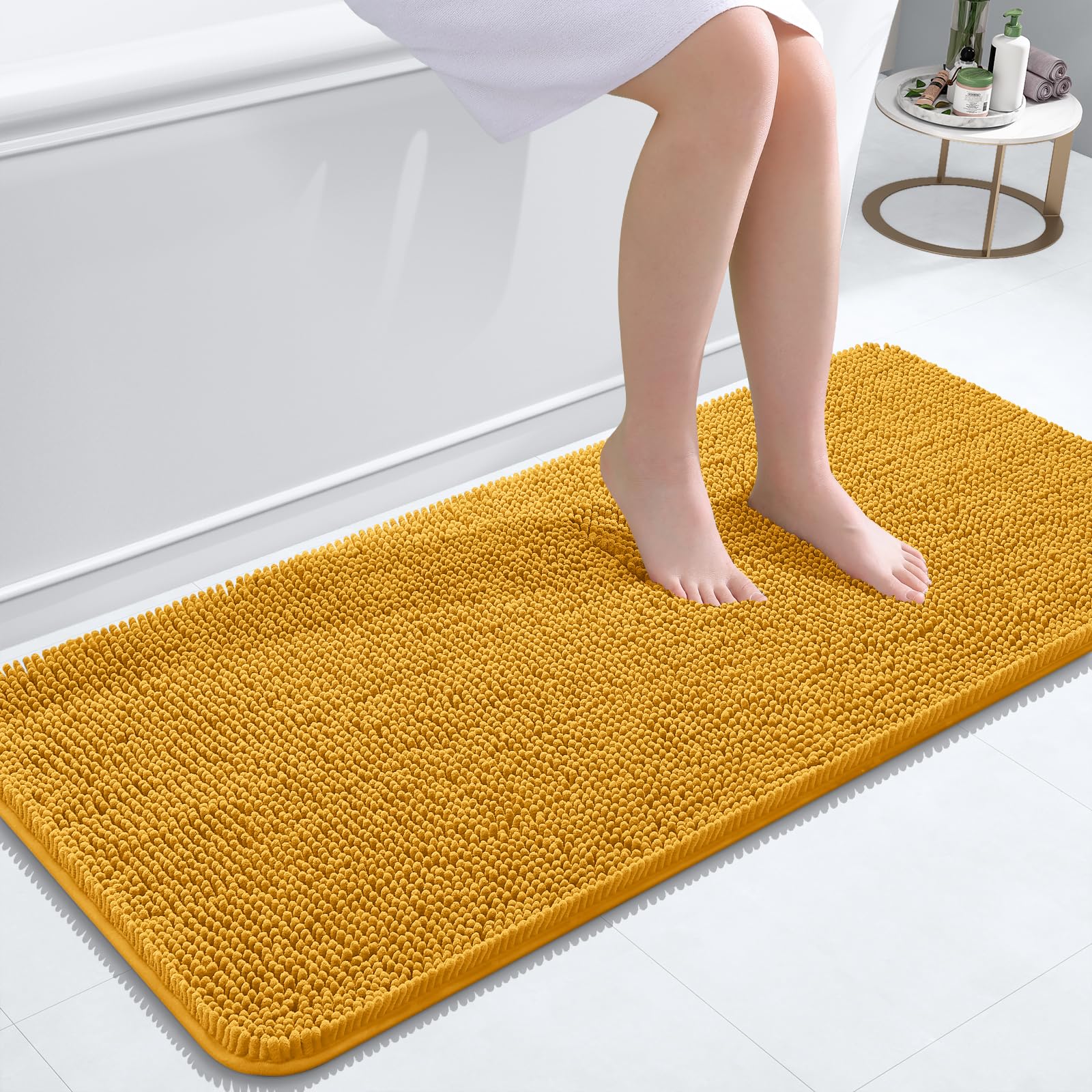 OLANLY Toilet Rugs U-Shaped 24x20, Extra Soft Absorbent Chenille Contour Bathroom Rugs for Toilet, Dry Quickly, Machine Washable, Non-Slip Bath Mat, Light Grey