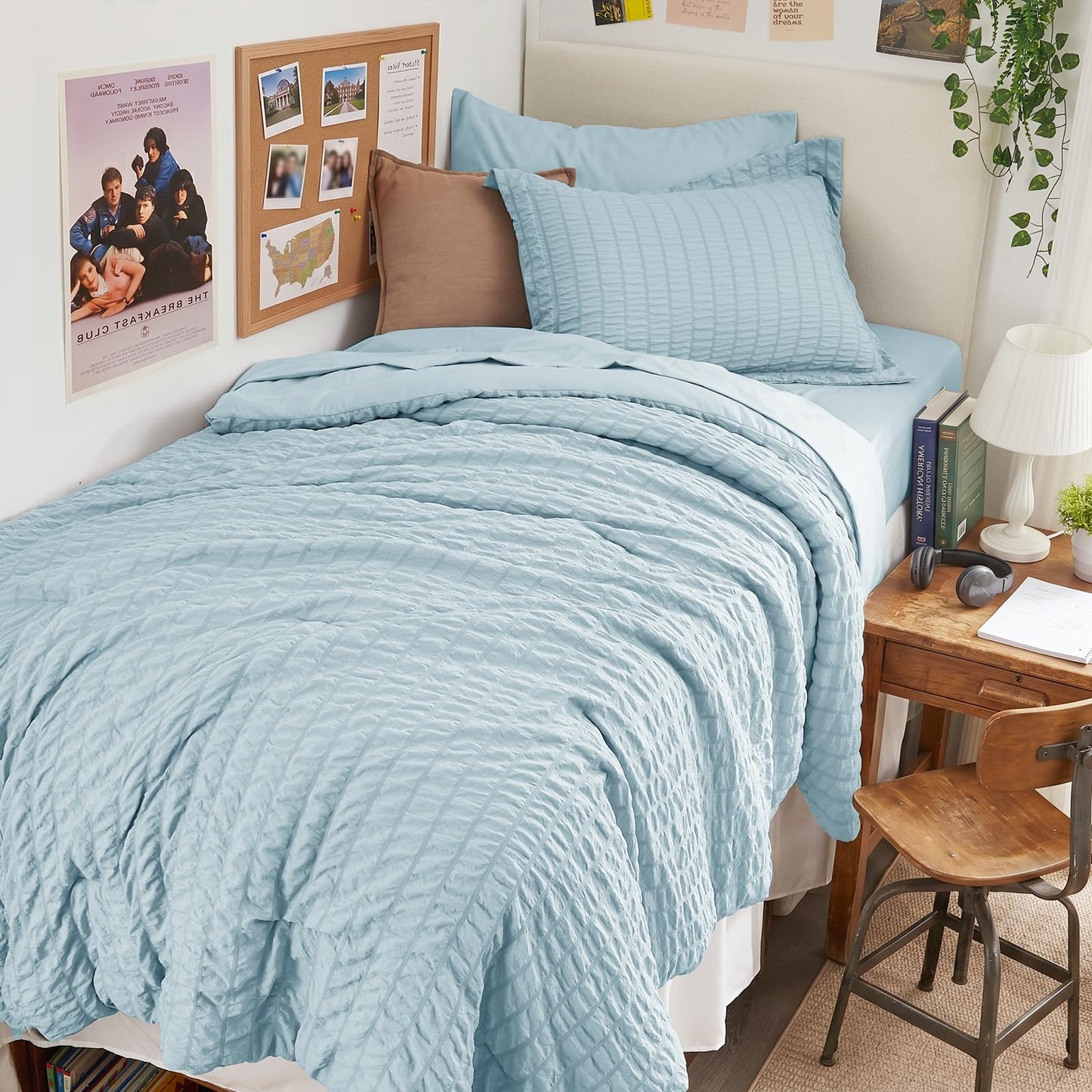 HYMOKEGE Black California King Comforter Set Seersucker 7 Pieces, All Season Luxury Bed in a Bag for Bedroom, Bedding Set with Comforters, Sheets, Pillowcases & Shams