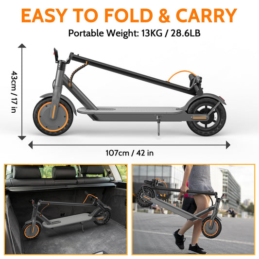 Aovowheel Electric Scooter for Adults, Max 23Miles Long Range, Folding E Scooter with 350 Motor 19 Mph Top Speed, 8.5''Solid Tires Commuting Scooters, Dual Brakes