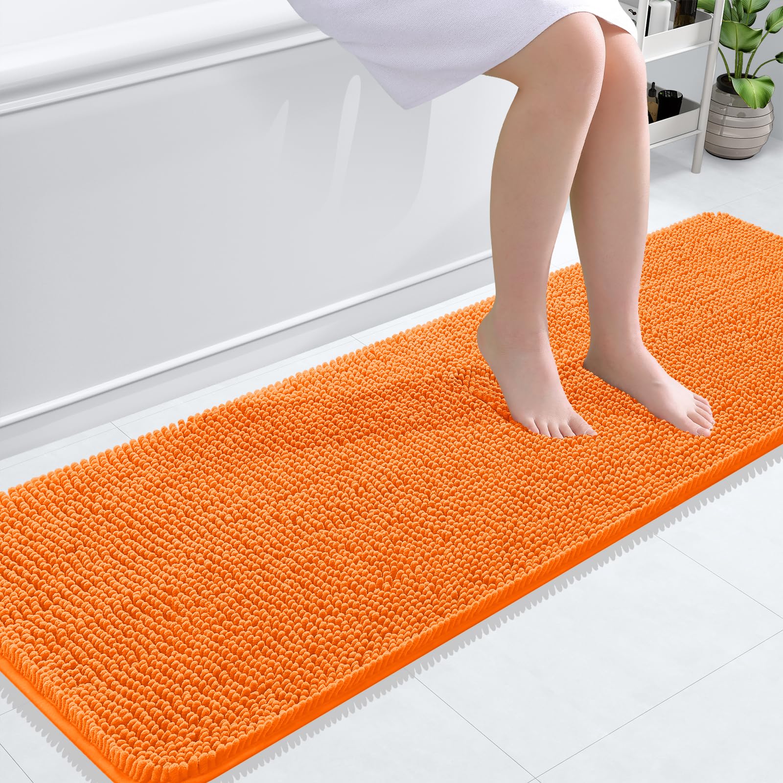 OLANLY Toilet Rugs U-Shaped 24x20, Extra Soft Absorbent Chenille Contour Bathroom Rugs for Toilet, Dry Quickly, Machine Washable, Non-Slip Bath Mat, Light Grey