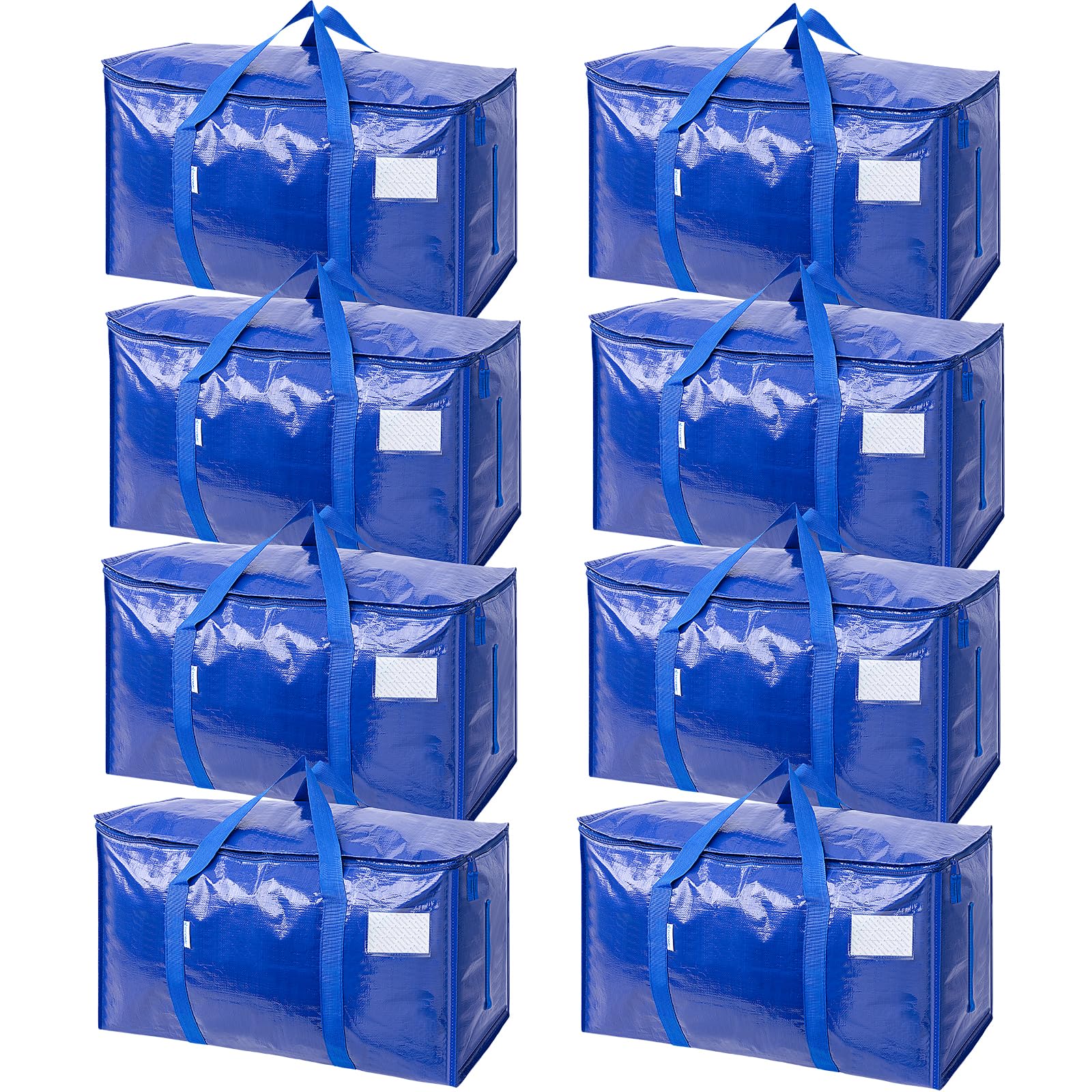 TICONN 12 Pack Extra Large Moving Bags Heavy Duty with Zippers & Carrying Handles, Durable Storage Bags Moving Boxes for Closet Organizers and Storage (12 Pack, Blue)