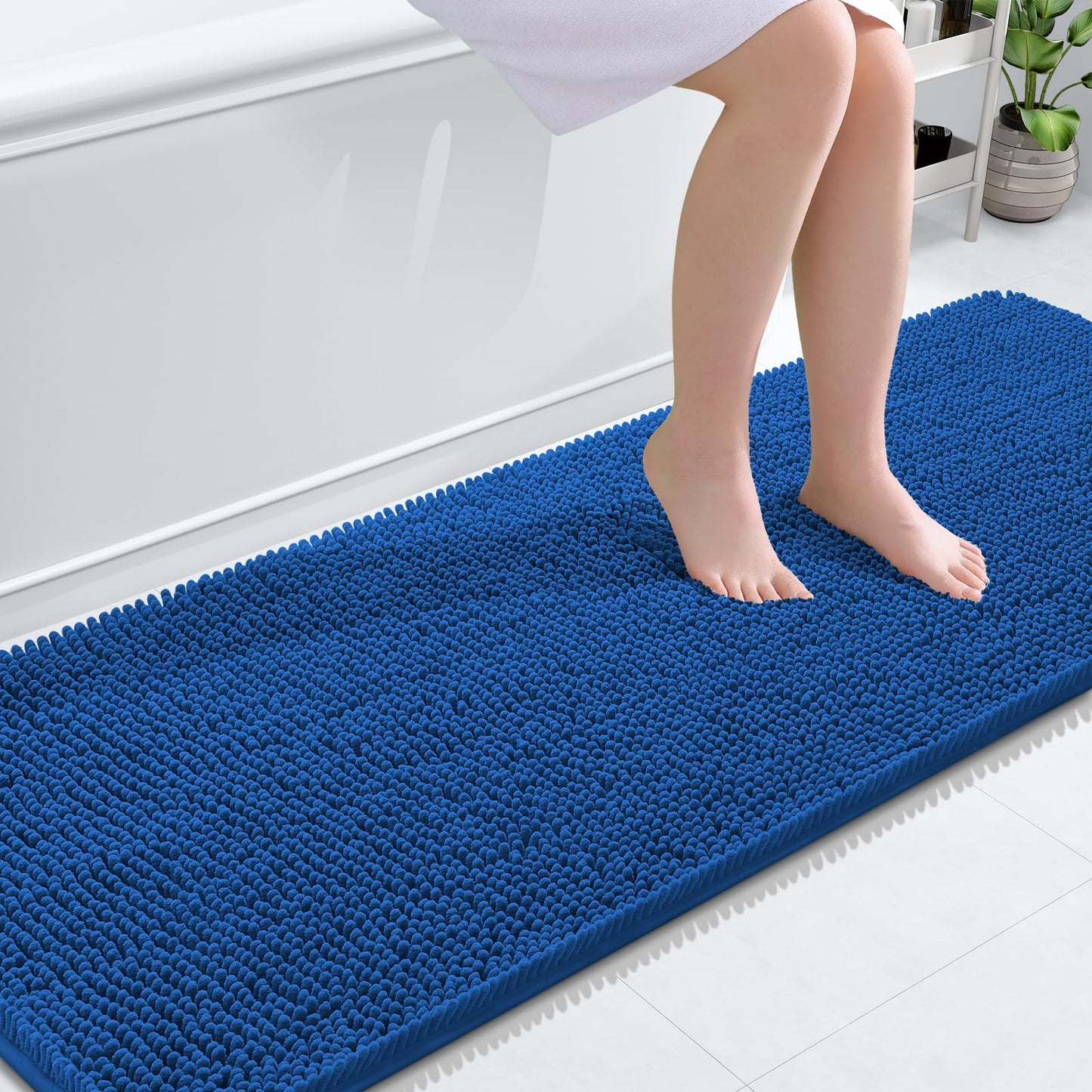 OLANLY Toilet Rugs U-Shaped 24x20, Extra Soft Absorbent Chenille Contour Bathroom Rugs for Toilet, Dry Quickly, Machine Washable, Non-Slip Bath Mat, Light Grey