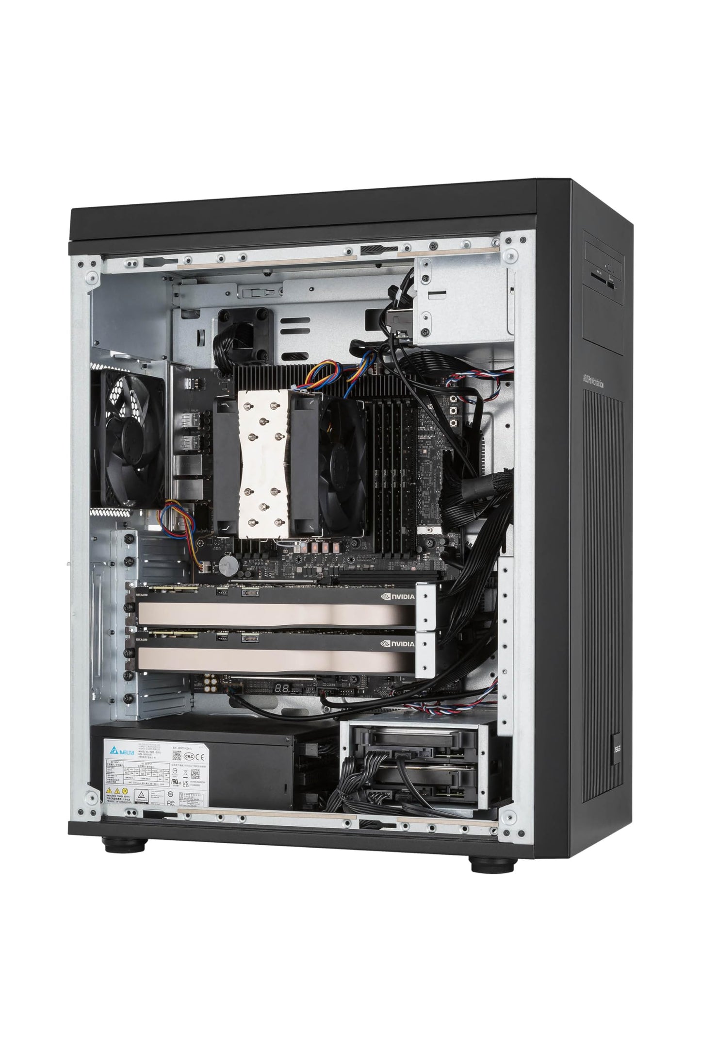 ASUS ExpertCenter Pro ET700I W7-B-750 Performance AI Barebones workstation supports Intel® Xeon® W-3400/W-2400, PCIe 5.0, DDR5 ECC, 2x 2.5Gb LAN, 2 x M.2, 2x GPU support, 750W 80 PLUS® Gold PSU, USB C