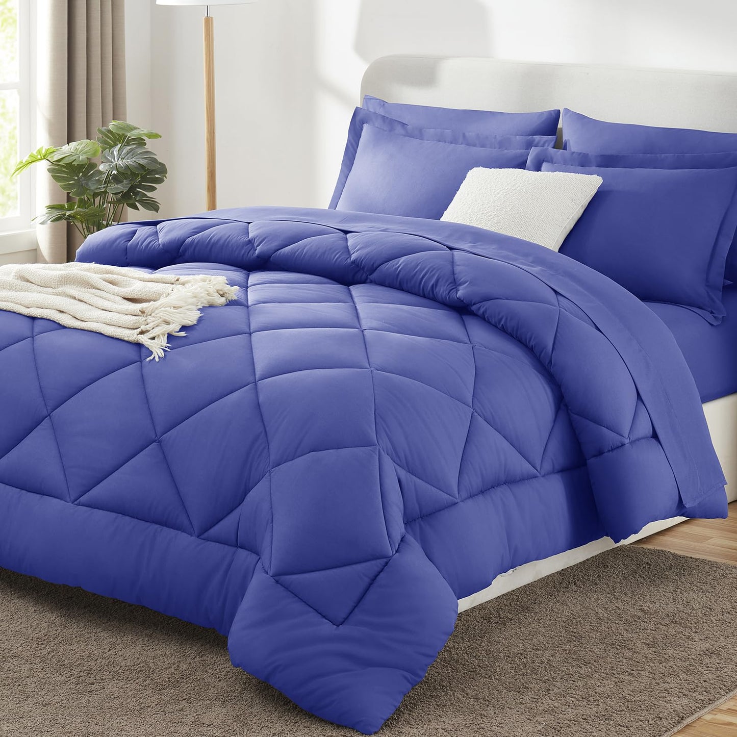 CozyLux Twin XL Comforter Set Dark Grey - 5 Pieces Twin Extra Long Bed in a Bag for College Dorm, All Season Bedding Set for Girls and Boys, Soft Bed Set with Comforter, Sheets, Pillowcase & Sham