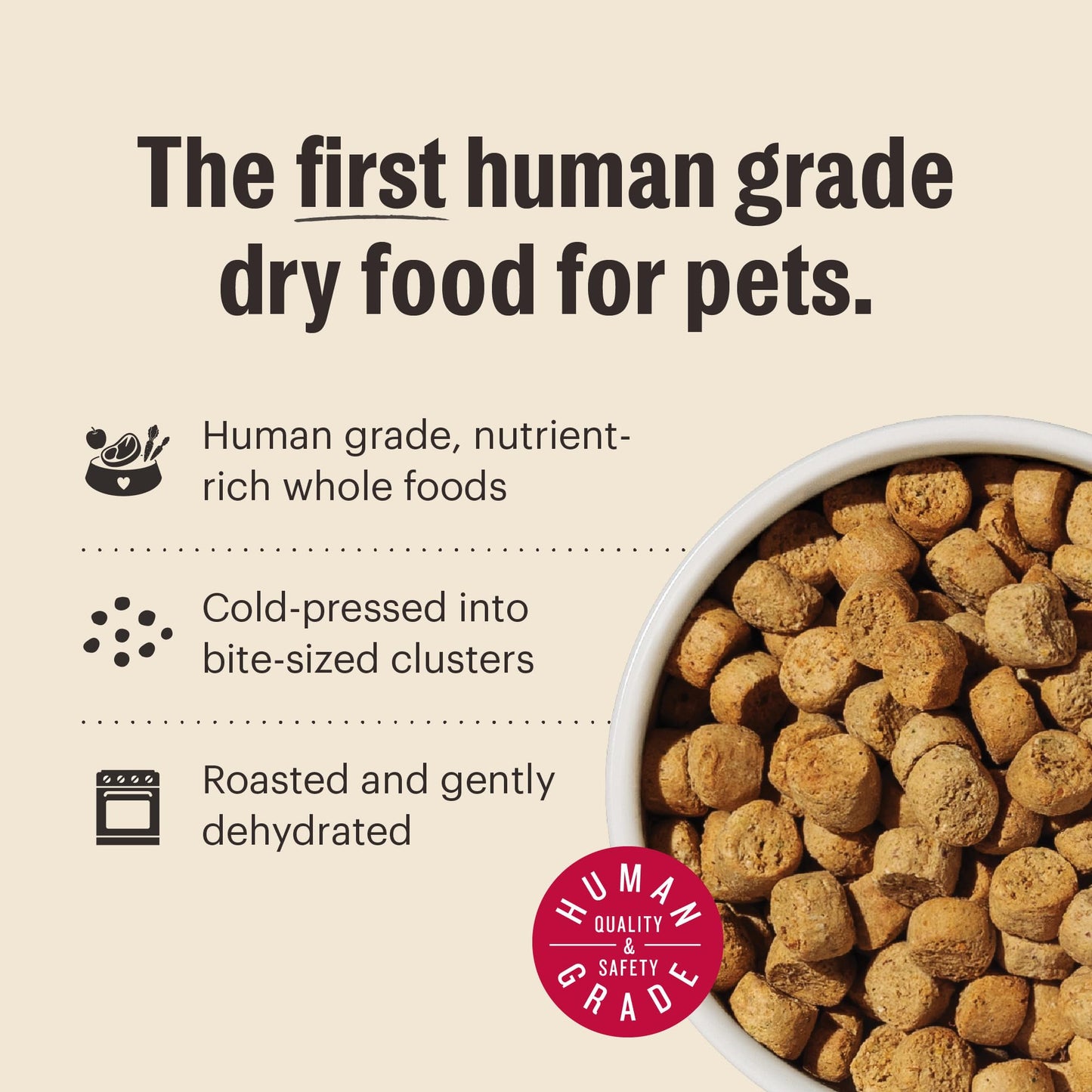 The Honest Kitchen Human Grade Dry Dog Food, Whole Food Clusters Grain Free Dry Dog Food, Beef, 5 lb Bag