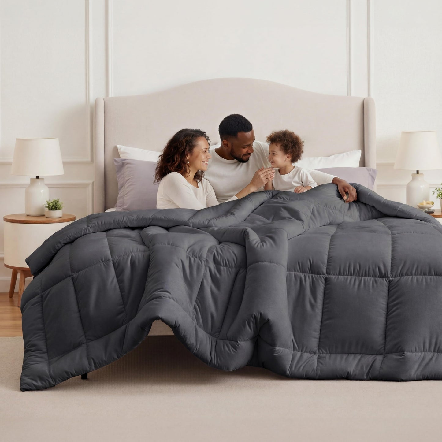 Bedsure Comforter Duvet Insert - Quilted Comforters Queen Size, All Season Duvet, GentleSoft Down Alternative Bedding Blanket, with 8 Tabs, Gifts for Women/Men, White, Queen 88 x 88 Inches