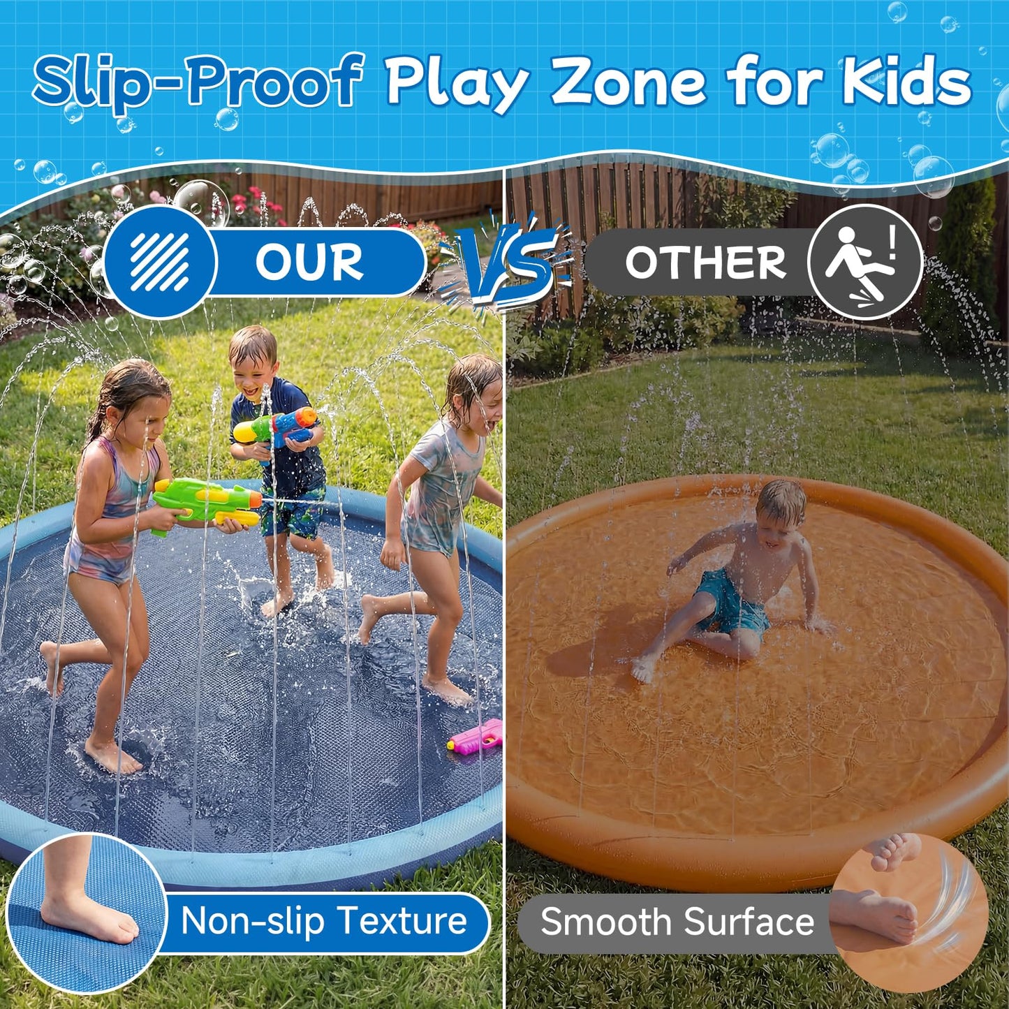 KEGENMEI Splash Pad for Kids and Dog, 80" Wide 5mm Thicken Sprinkler Dog Pool, Non-Slip Toddler Outdoor Water Toys for Summer, Backyard Garden Lawn Fountain Play Mat for Parent Kids Baby Pets