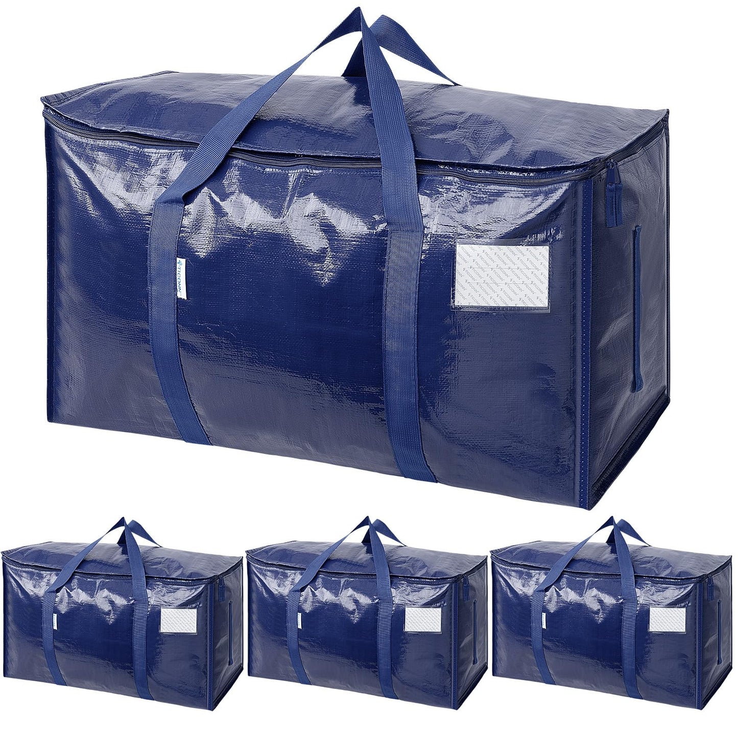 TICONN 12 Pack Extra Large Moving Bags Heavy Duty with Zippers & Carrying Handles, Durable Storage Bags Moving Boxes for Closet Organizers and Storage (12 Pack, Blue)