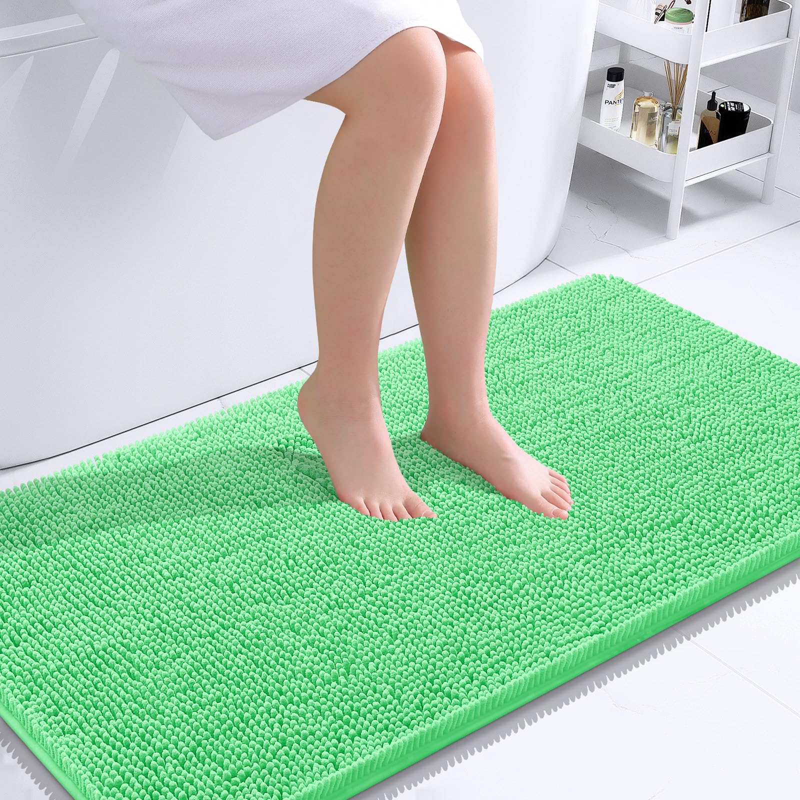 OLANLY Toilet Rugs U-Shaped 24x20, Extra Soft Absorbent Chenille Contour Bathroom Rugs for Toilet, Dry Quickly, Machine Washable, Non-Slip Bath Mat, Light Grey