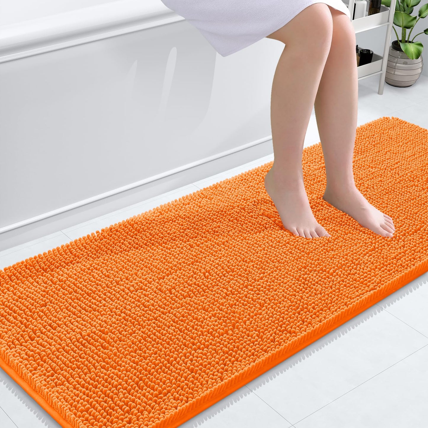 OLANLY Toilet Rugs U-Shaped 24x20, Extra Soft Absorbent Chenille Contour Bathroom Rugs for Toilet, Dry Quickly, Machine Washable, Non-Slip Bath Mat, Light Grey