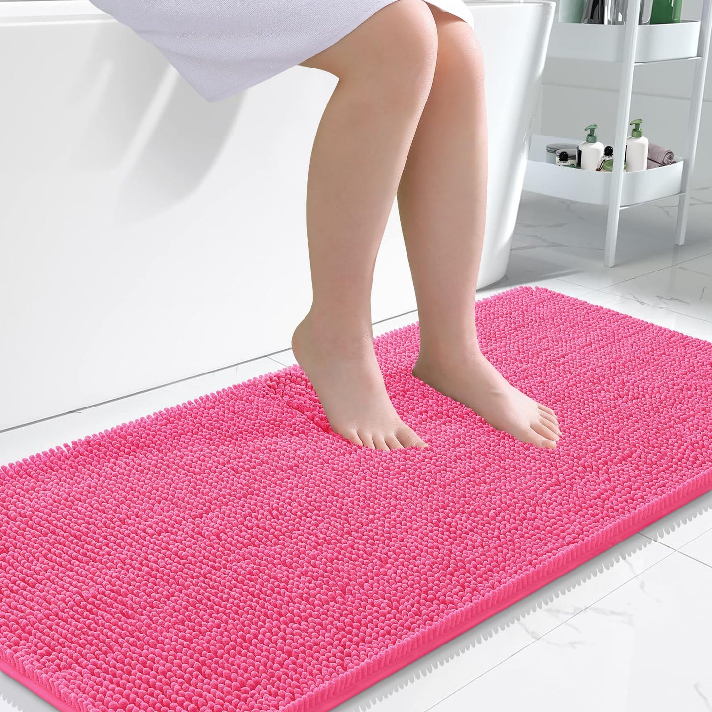 OLANLY Toilet Rugs U-Shaped 24x20, Extra Soft Absorbent Chenille Contour Bathroom Rugs for Toilet, Dry Quickly, Machine Washable, Non-Slip Bath Mat, Light Grey