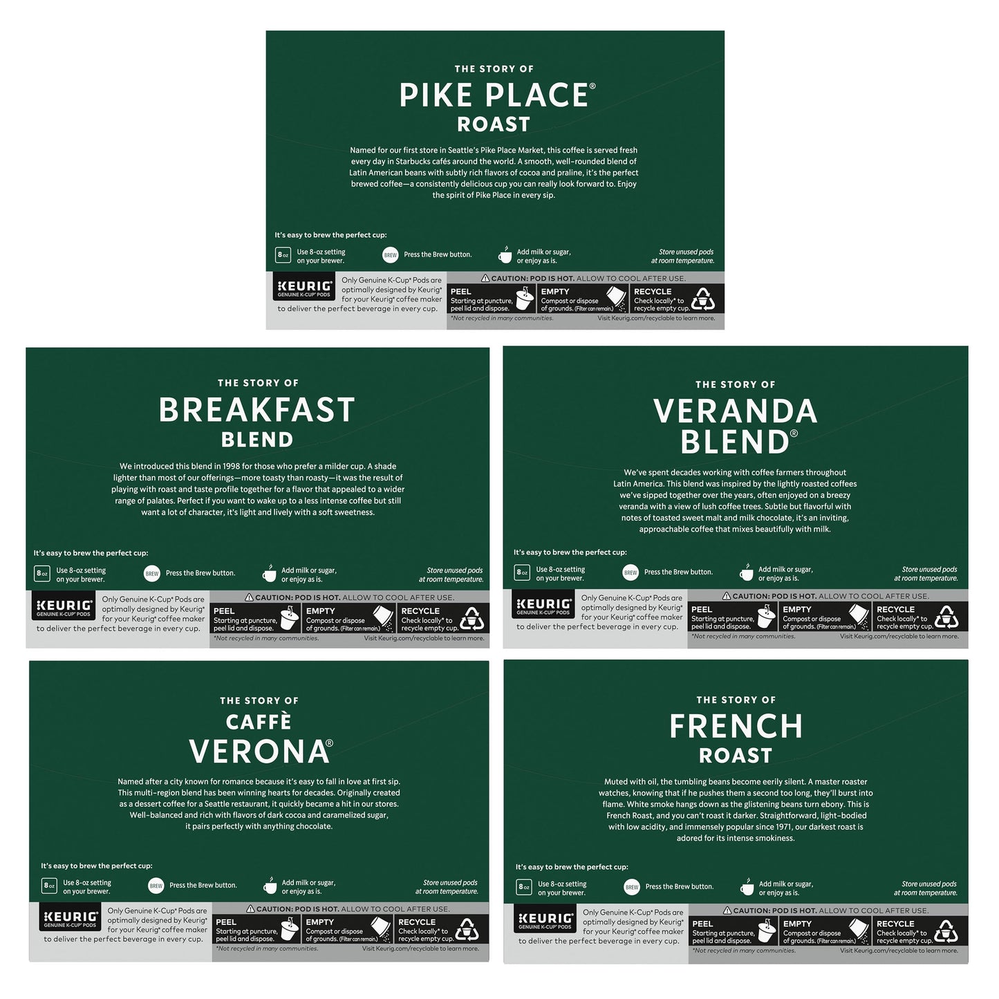 Starbucks K-Cup Coffee Pods, Starbucks Blonde, Medium and Dark Roast Hot or Iced Coffee, Variety Pack, 40 Keurig Pods