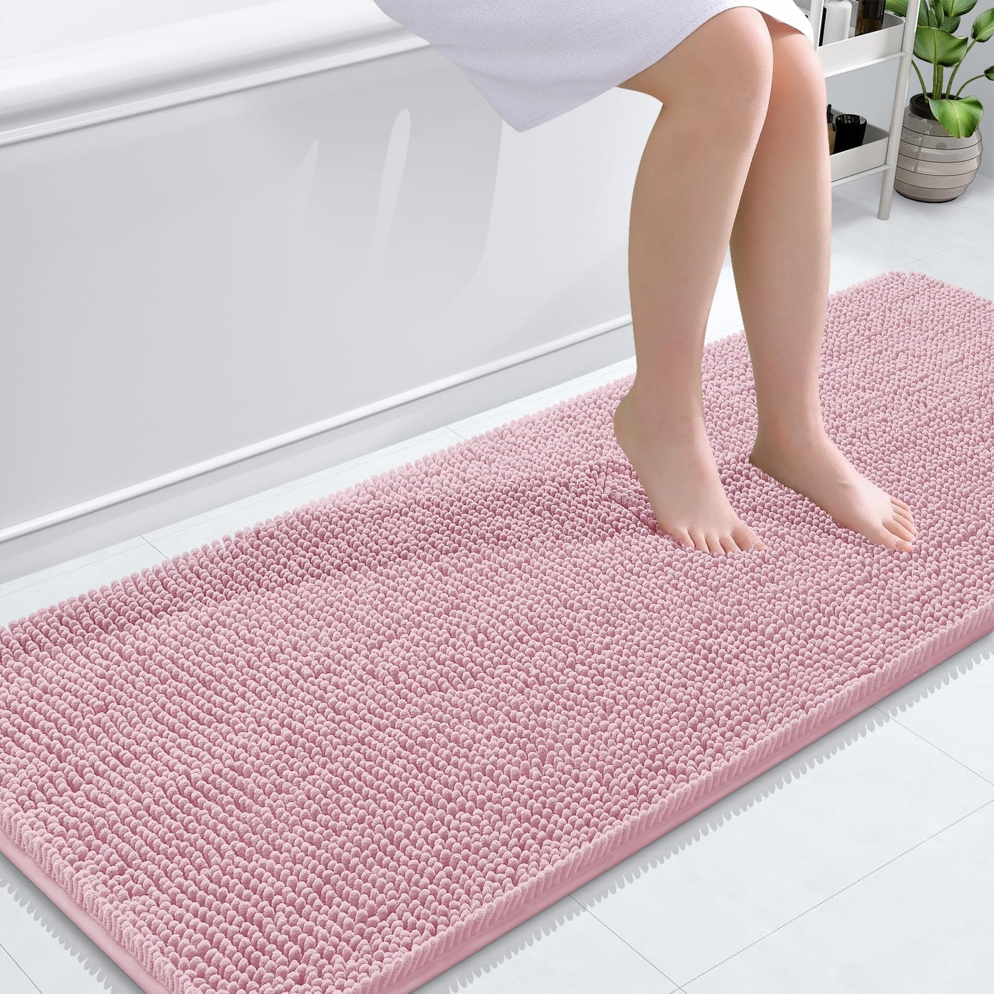OLANLY Toilet Rugs U-Shaped 24x20, Extra Soft Absorbent Chenille Contour Bathroom Rugs for Toilet, Dry Quickly, Machine Washable, Non-Slip Bath Mat, Light Grey