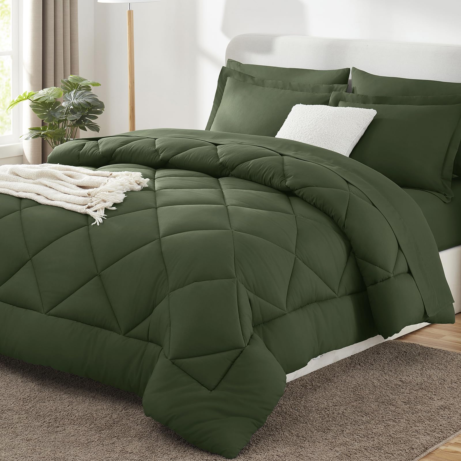 CozyLux Twin XL Comforter Set Dark Grey - 5 Pieces Twin Extra Long Bed in a Bag for College Dorm, All Season Bedding Set for Girls and Boys, Soft Bed Set with Comforter, Sheets, Pillowcase & Sham