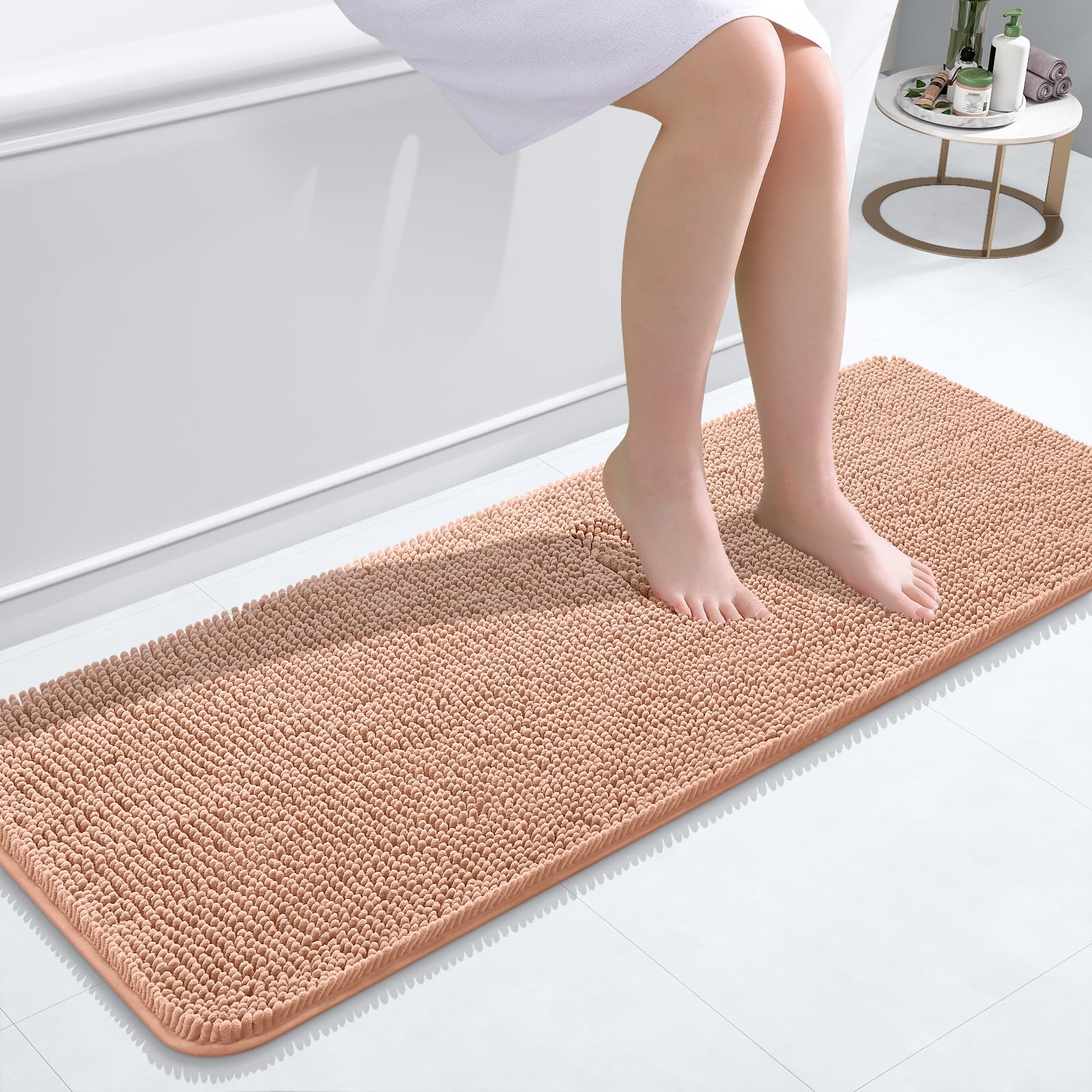 OLANLY Toilet Rugs U-Shaped 24x20, Extra Soft Absorbent Chenille Contour Bathroom Rugs for Toilet, Dry Quickly, Machine Washable, Non-Slip Bath Mat, Light Grey