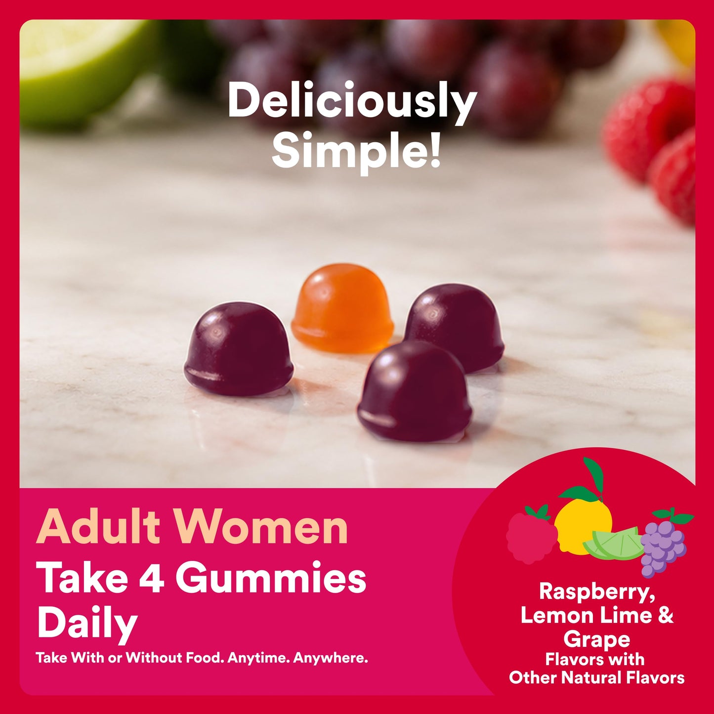 SmartyPants Women’s Organic Multi & Probiotics Multivitamin Gummies with Bacillus Subtilis [DE111], Omega 3 ALA, Methylfolate, Vitamin C, B12, Clean Label, 3 Fruit Flavors, 120 Count (30 Day Supply)