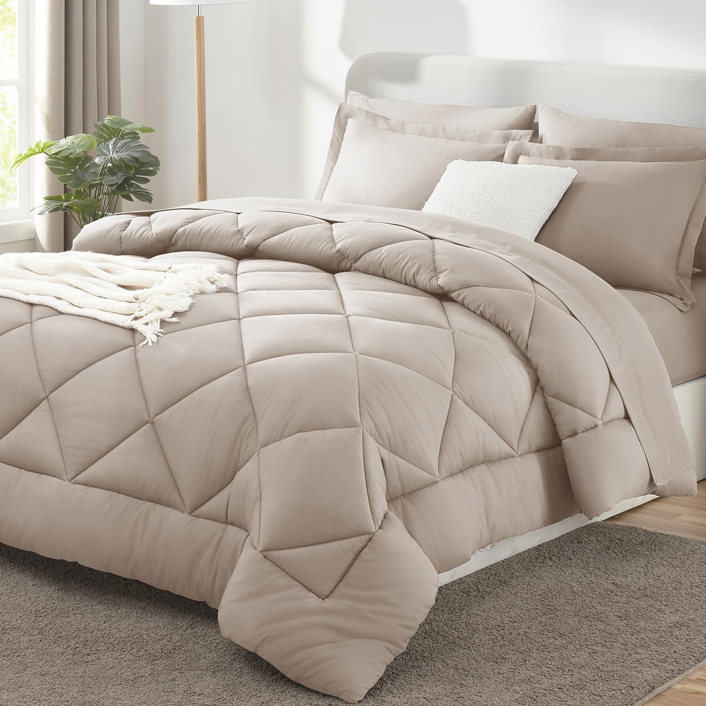 CozyLux Twin XL Comforter Set Dark Grey - 5 Pieces Twin Extra Long Bed in a Bag for College Dorm, All Season Bedding Set for Girls and Boys, Soft Bed Set with Comforter, Sheets, Pillowcase & Sham