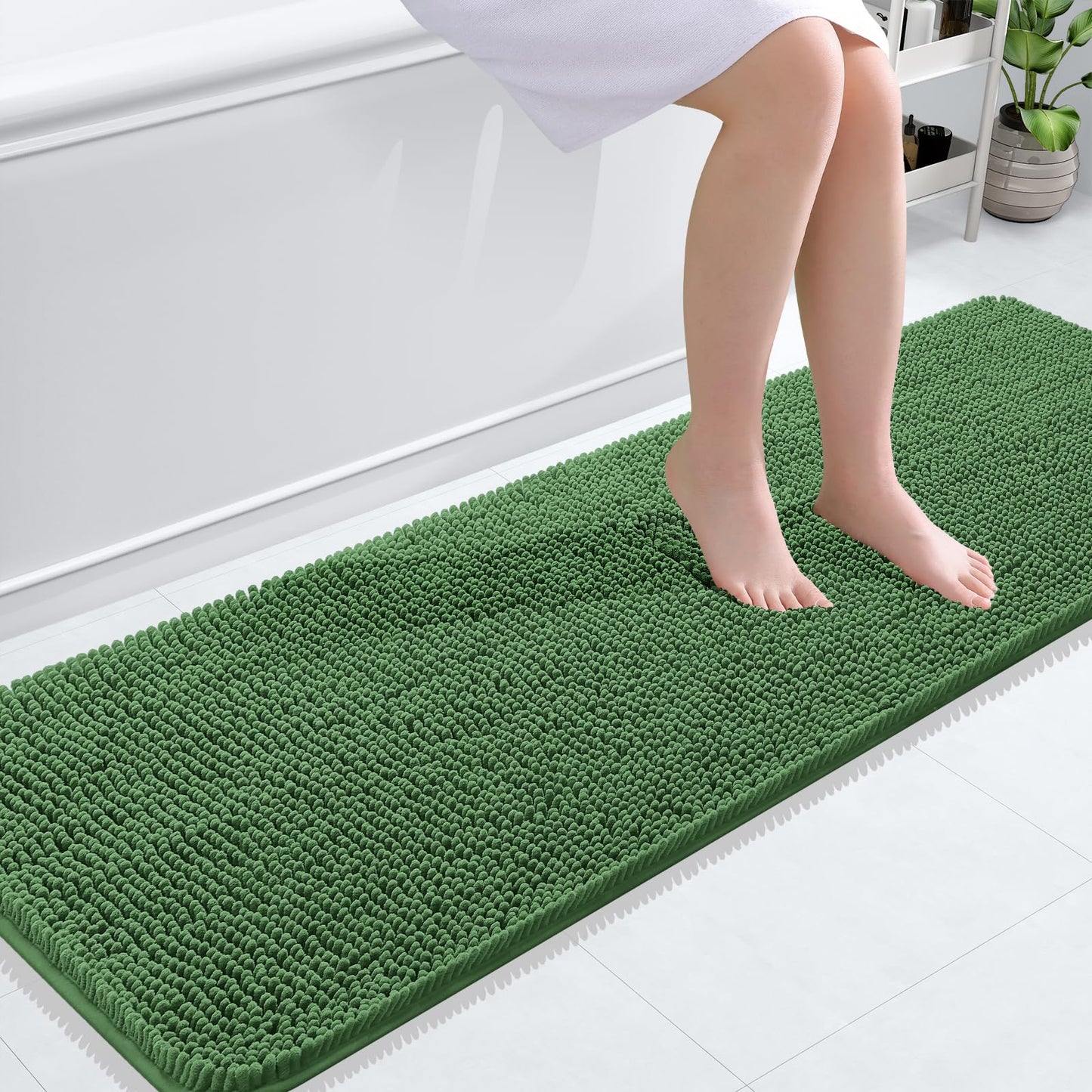 OLANLY Toilet Rugs U-Shaped 24x20, Extra Soft Absorbent Chenille Contour Bathroom Rugs for Toilet, Dry Quickly, Machine Washable, Non-Slip Bath Mat, Light Grey