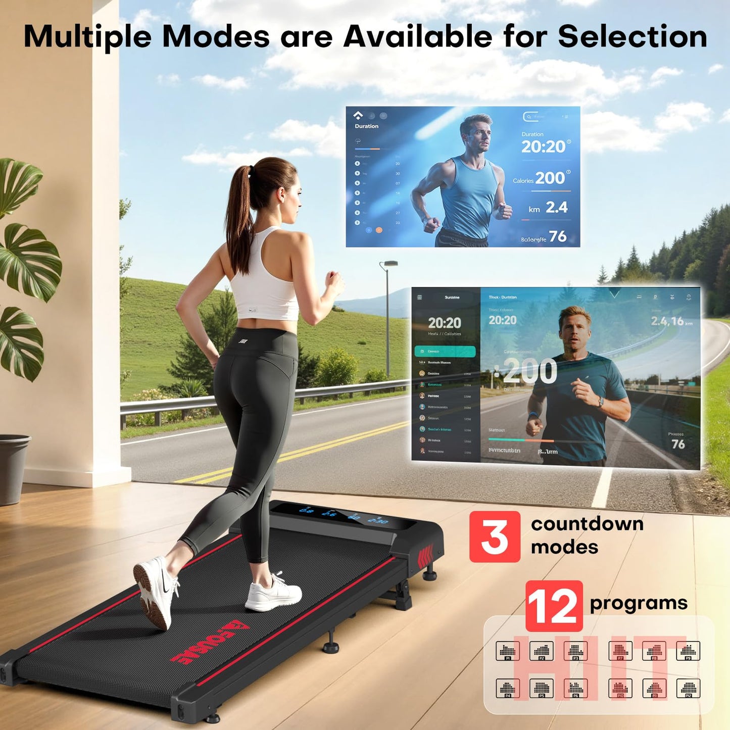 FOUSAE Walking Pad with 10% Incline Treadmills for Home, 4 in 1 6.2MPH Walking Pad Under Desk Treadmill with Full Screen LED Display, 2.75HP Brushless Drive, 12 HIIT Programs, 350 LBS Weight Capacity