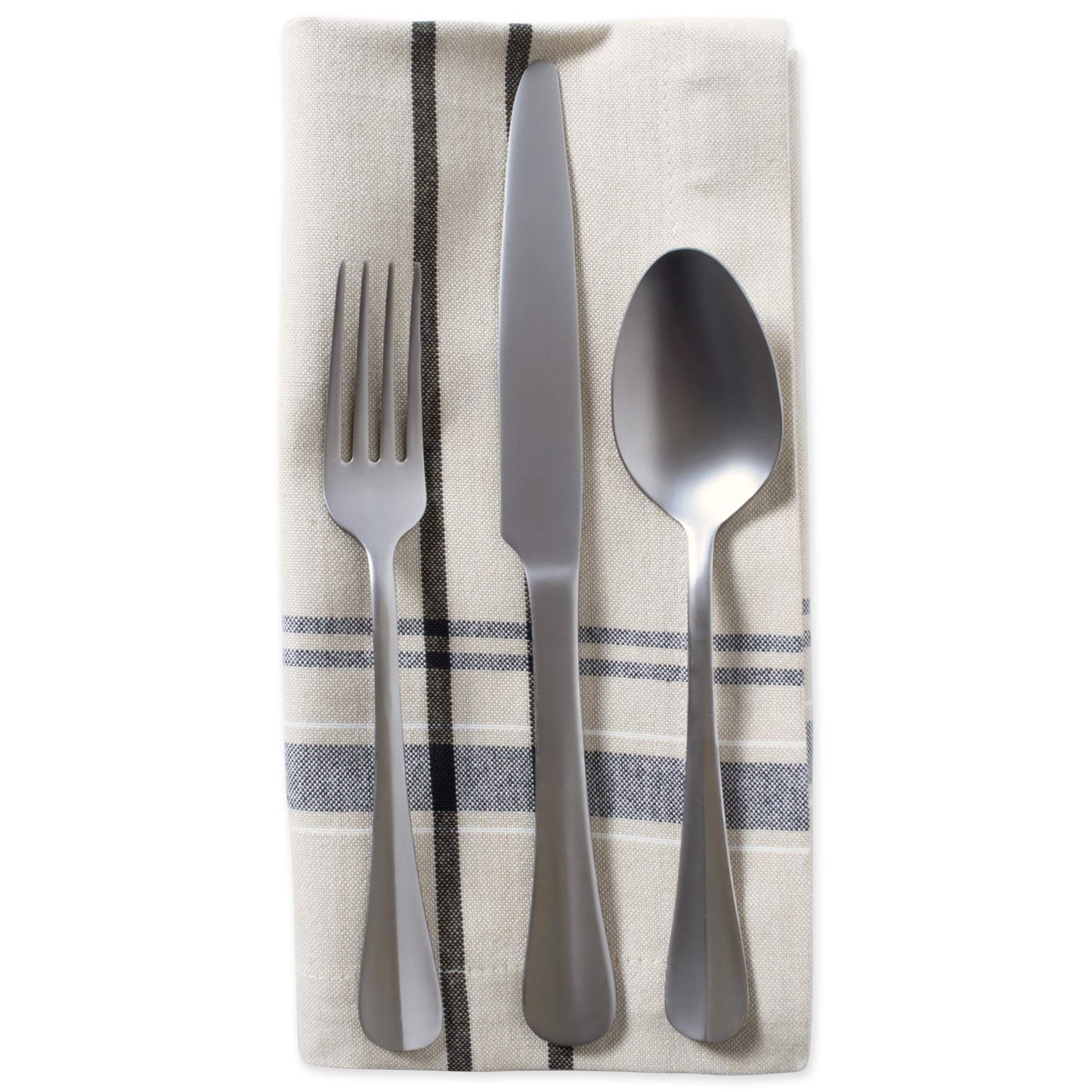 DII French Stripe Tabletop Collection Farmhouse Style Dining Table Linen Napkin Set, 20x20, Taupe/Black, 6 Piece