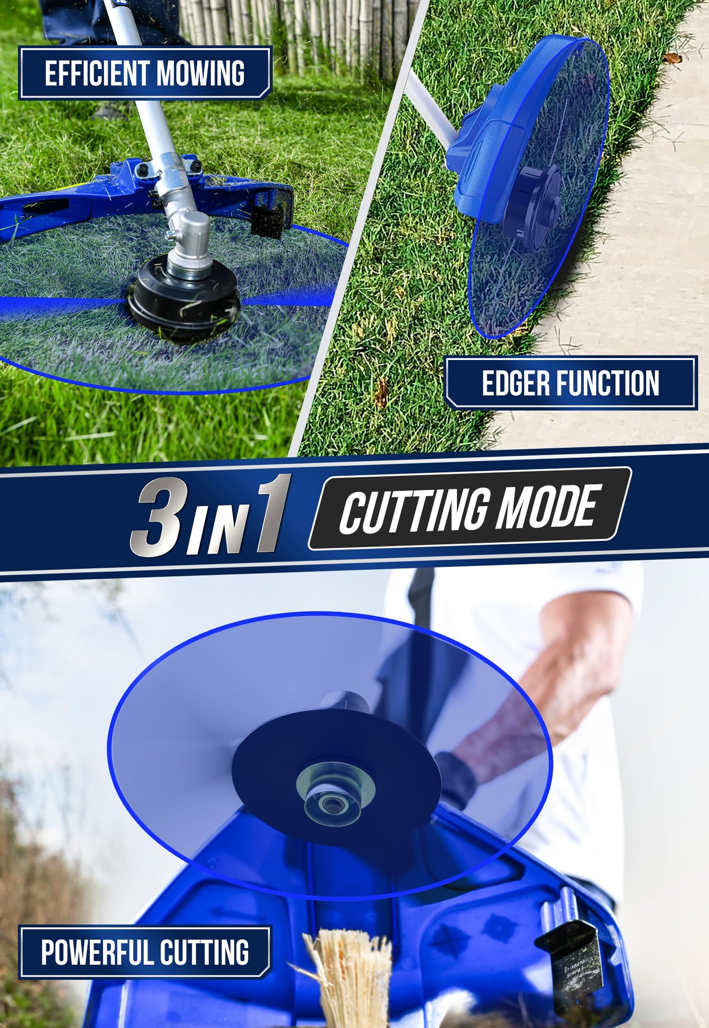 Wild Badger Power 26cc Gas Powered Weed Wacker Upgraded Gen 2, 3-in-1 String Trimmer/Edger 17" with 10" Brush Cutter, 1 Extra Trimmer Line Included, Full Crank Engine, Shoulder Strap