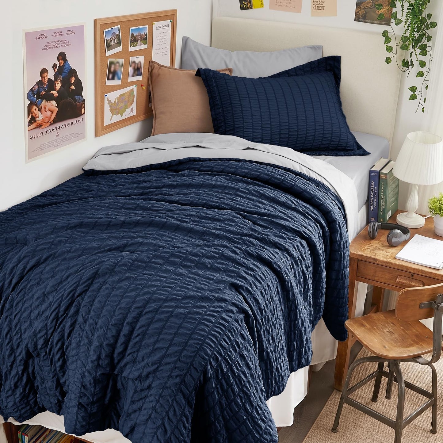 HYMOKEGE Black California King Comforter Set Seersucker 7 Pieces, All Season Luxury Bed in a Bag for Bedroom, Bedding Set with Comforters, Sheets, Pillowcases & Shams